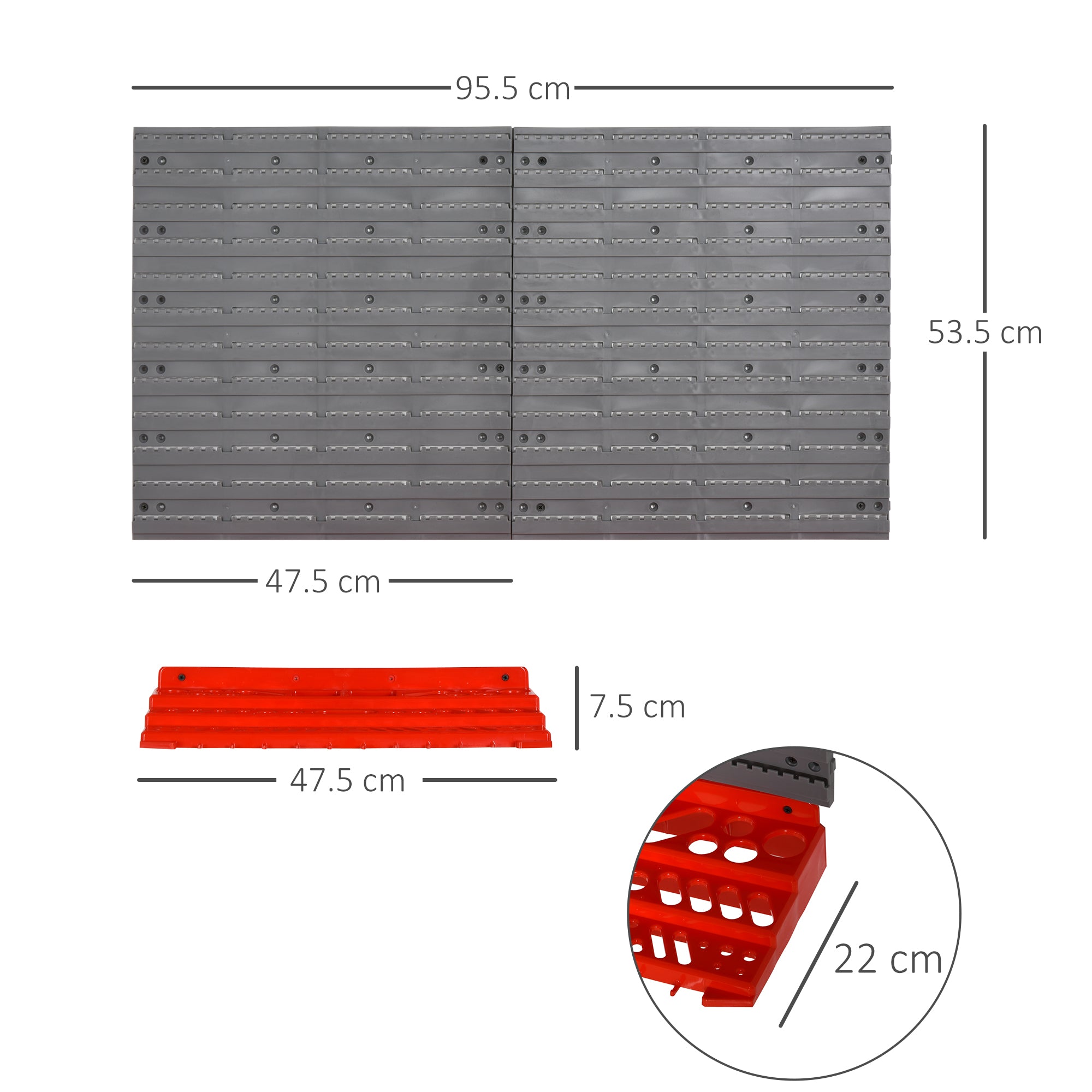 DURHAND 54 Pcs On-Wall Tool Equipment Holding Pegboard Home DIY Garage Organiser DIY w/ 50 Pegs 2 Shelves - North Peak Garden Furniture