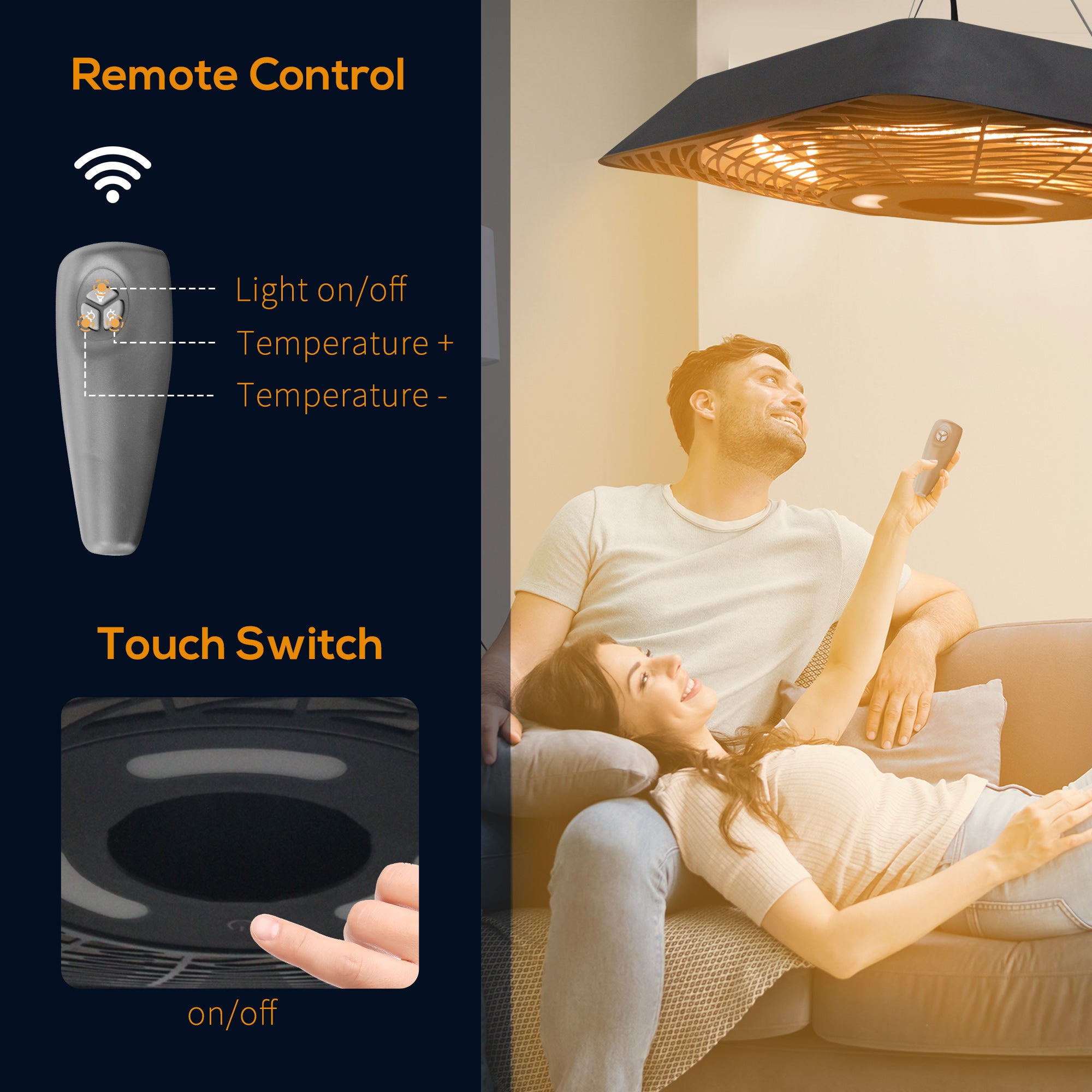 Outsunny 2000W Electric Hanging Patio Heater Ceiling Mounted Halogen Heating Indoor Outdoor with Remote Control Aluminium - North Peak Garden Furniture