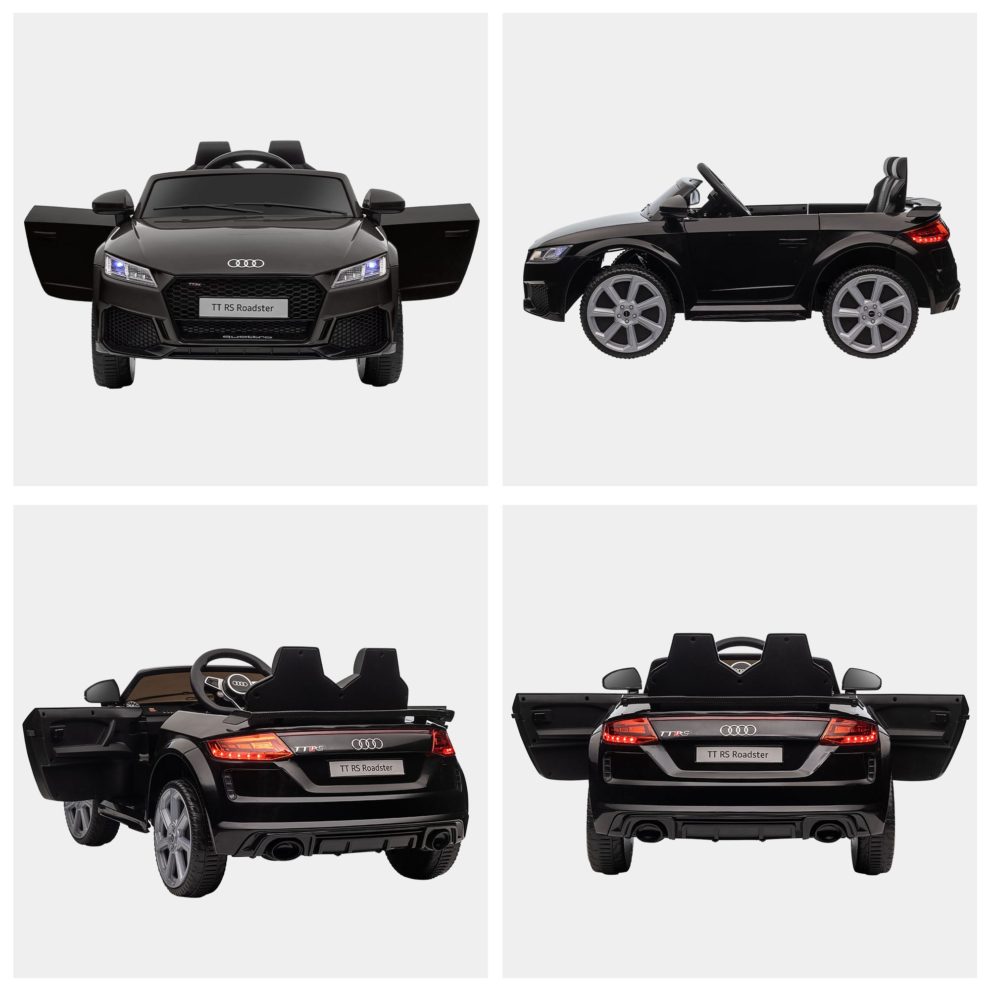 HOMCOM Kids Licensed Audi TT Ride-On Car 12V Battery w/ Remote Suspension Headlights and MP3 Player 2.5-5km/h Black