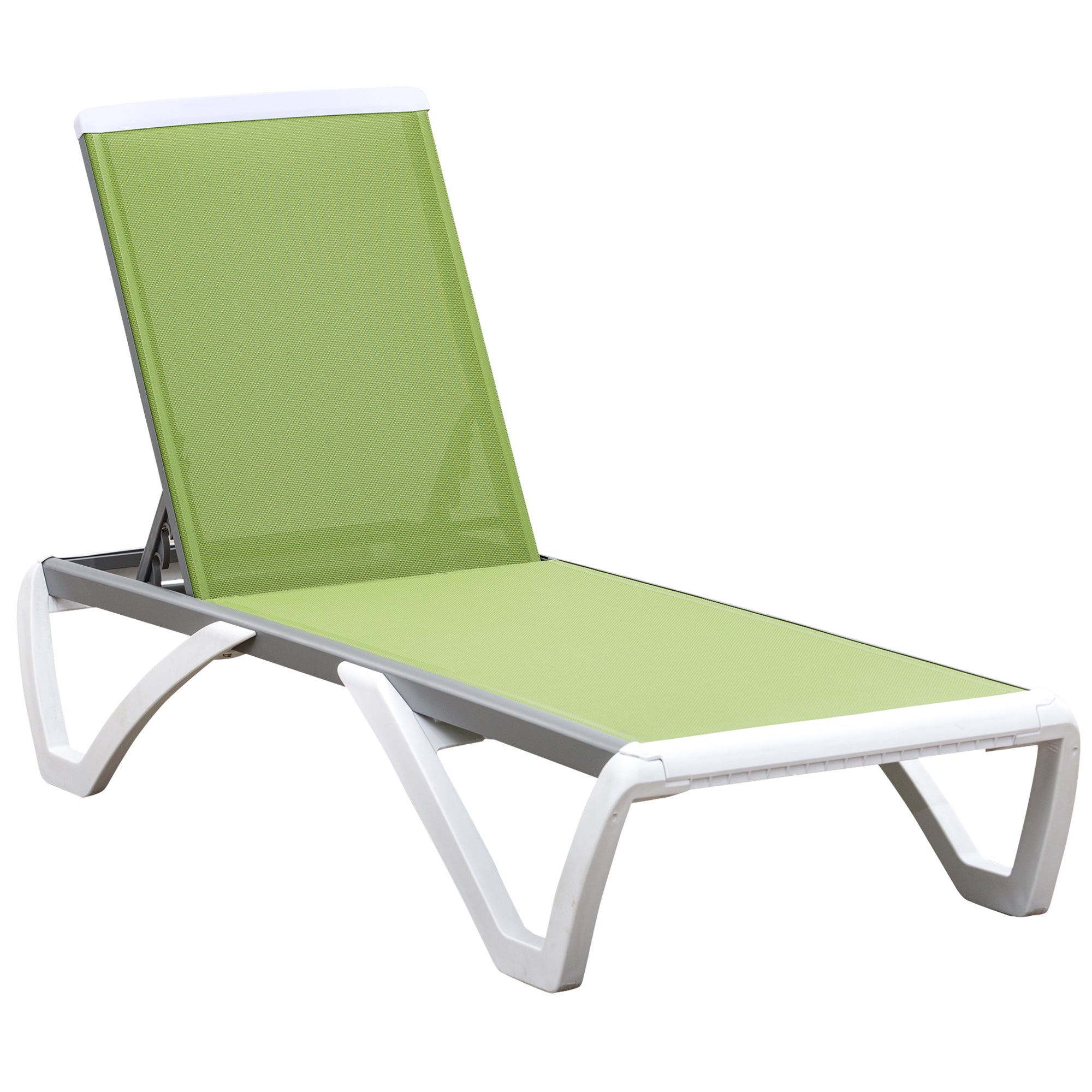 Outsunny Aluminium Frame Sun Lounger, with Adjustable Back - Green