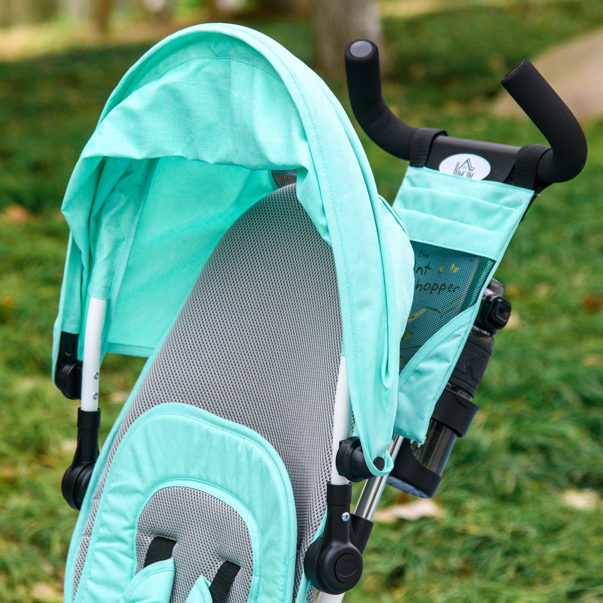 HOMCOM 6 in 1 Kids Trike Push Bike w/ Push Handle, Canopy, 5-point Safety Belt, Storage, Footrest, Brake, for 1-5 Years, Green - North Peak Garden Furniture