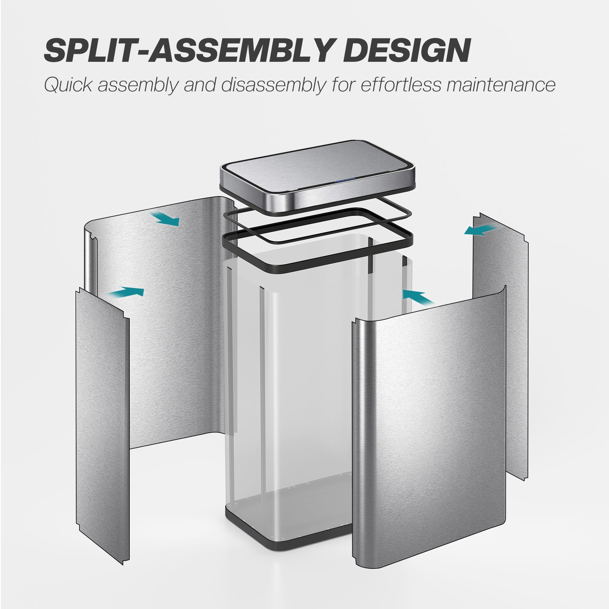 HOMCOM 60 L Sensor Can,  Sensor Bin with Soft-Close Lid, Fingerprint-Proof Stainless Steel, Silver Tone