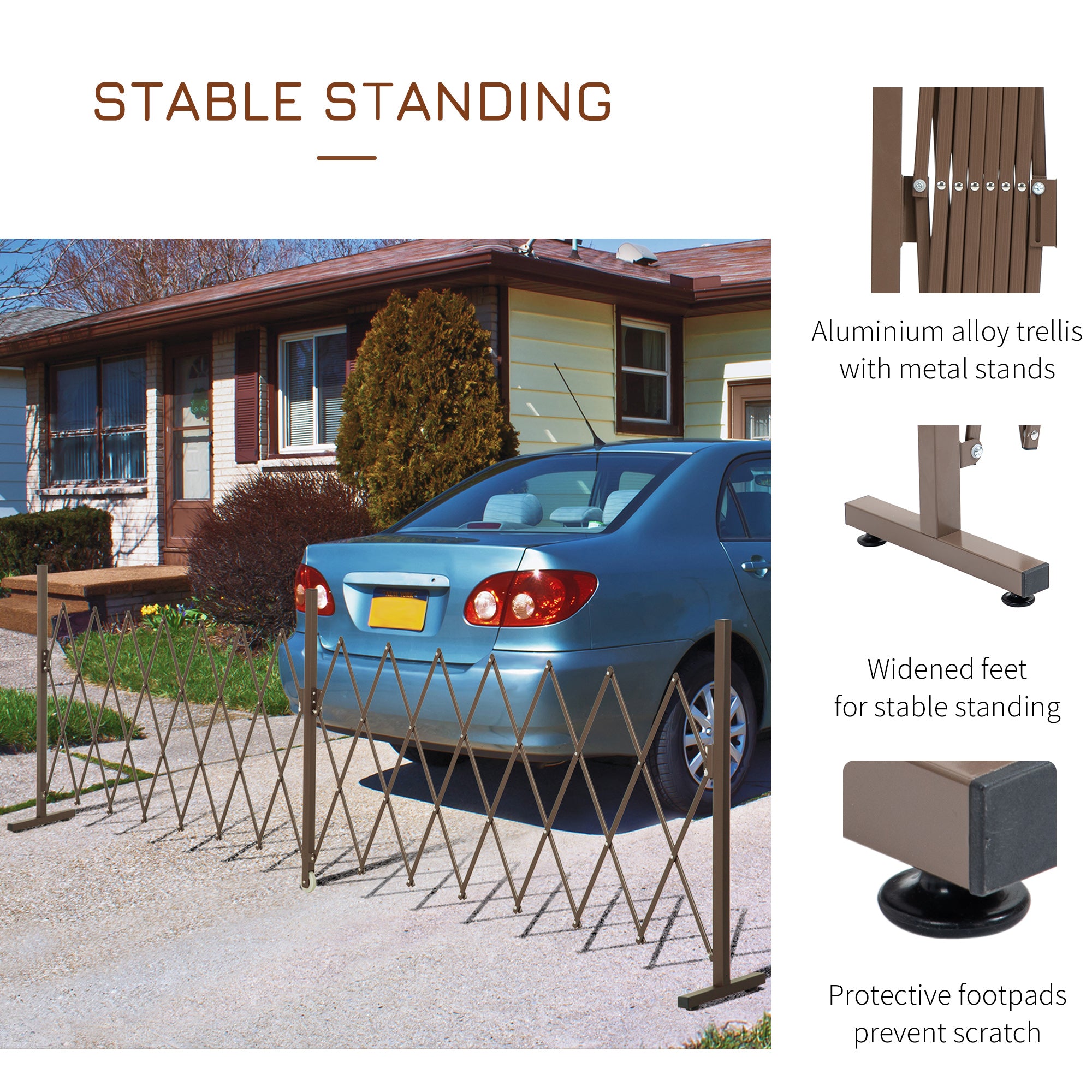 Outsunny Expanding Trellis Fence Freestanding Movable Fence Foldable Garden Screen Panel Aluminium, 405cm x 103.5cm, Dark Brown - North Peak Garden Furniture