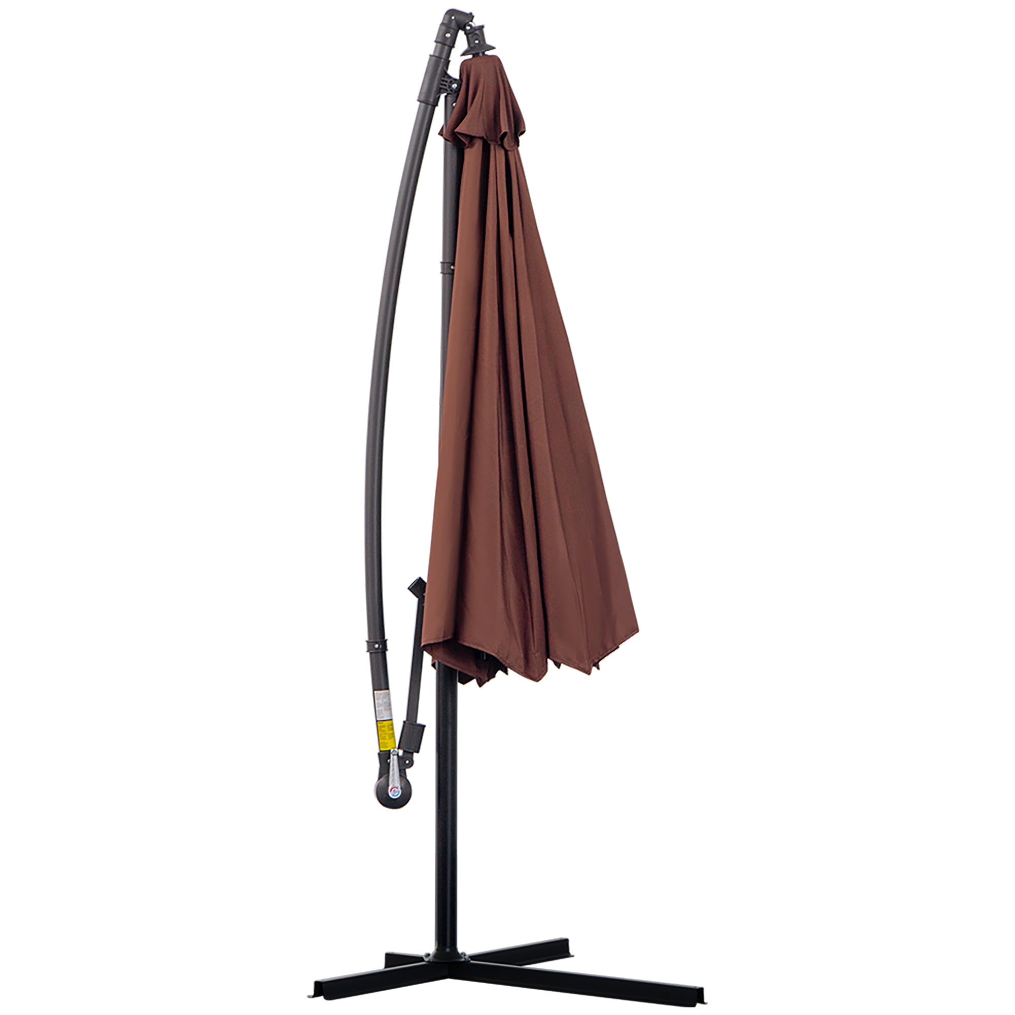 Outsunny Φ3m Hanging Umbrella Parasol-Coffee - North Peak Garden Furniture