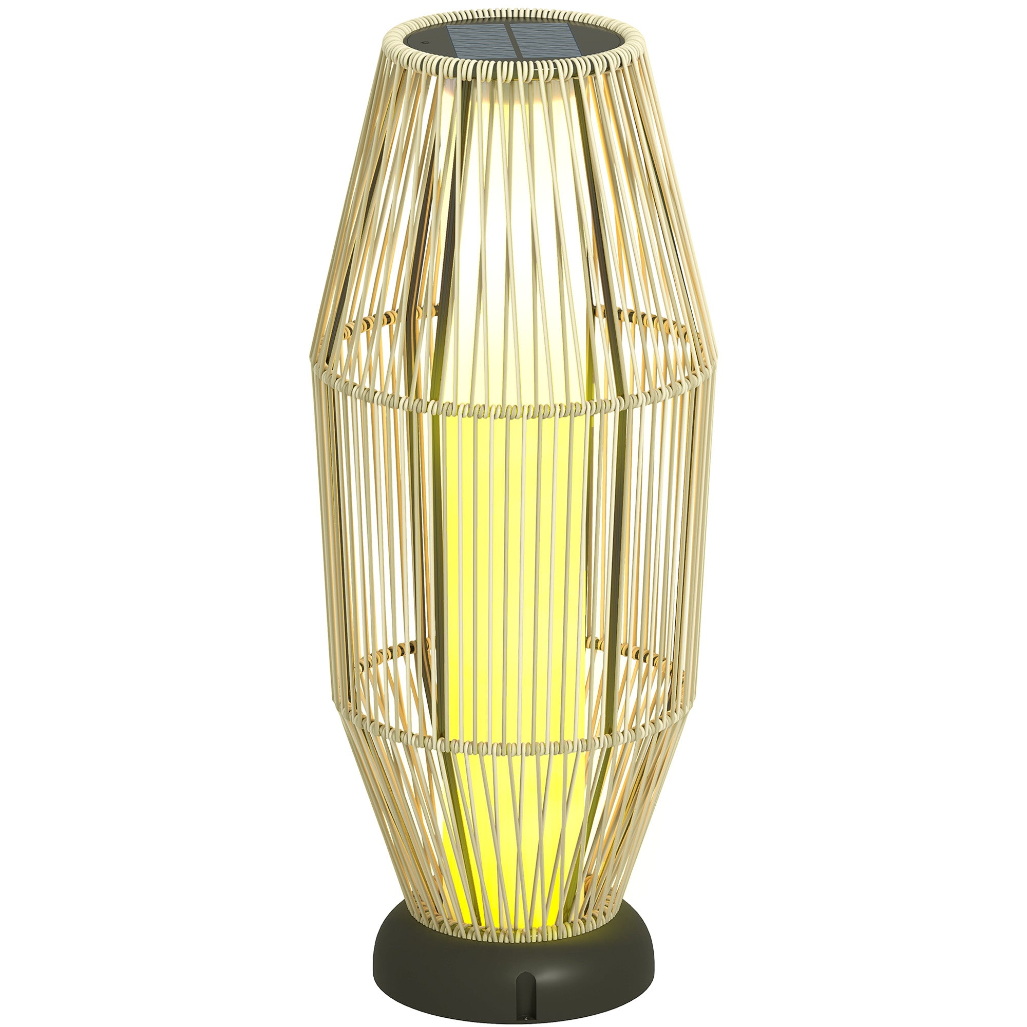 Outsunny Garden Rattan Lamp, 72 cm Tall Solar Rattan Floor Lamp, Solar Garden Light with Auto On/Off LED, IP44 for Outdoor, Porch, Pathway, Terrace, Grey - North Peak Garden Furniture