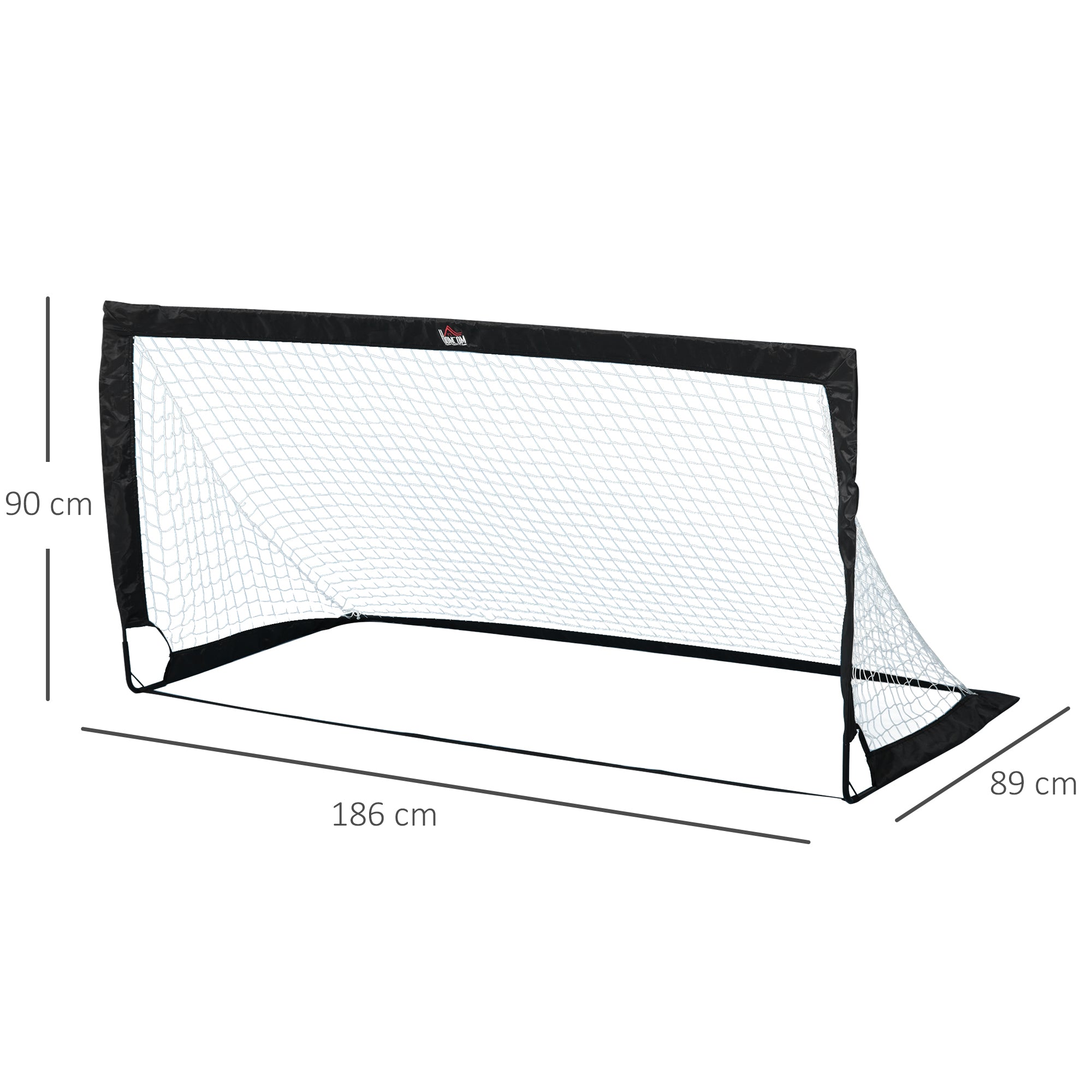 HOMCOM Set of 2 Football Goal Net 6 x 3 ft Foldable Outdoor Sport Training Teens Adults Football with Carrying Bag Black - North Peak Garden Furniture