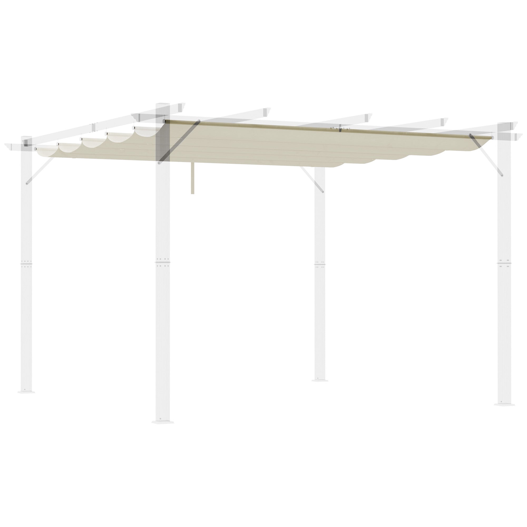 Outsunny Retractable Pergola Shade Cover, Replacement Canopy Fabric for 3 x 3 (m) Pergola, Gazebo Retractable Roof, Cream White - North Peak Garden Furniture