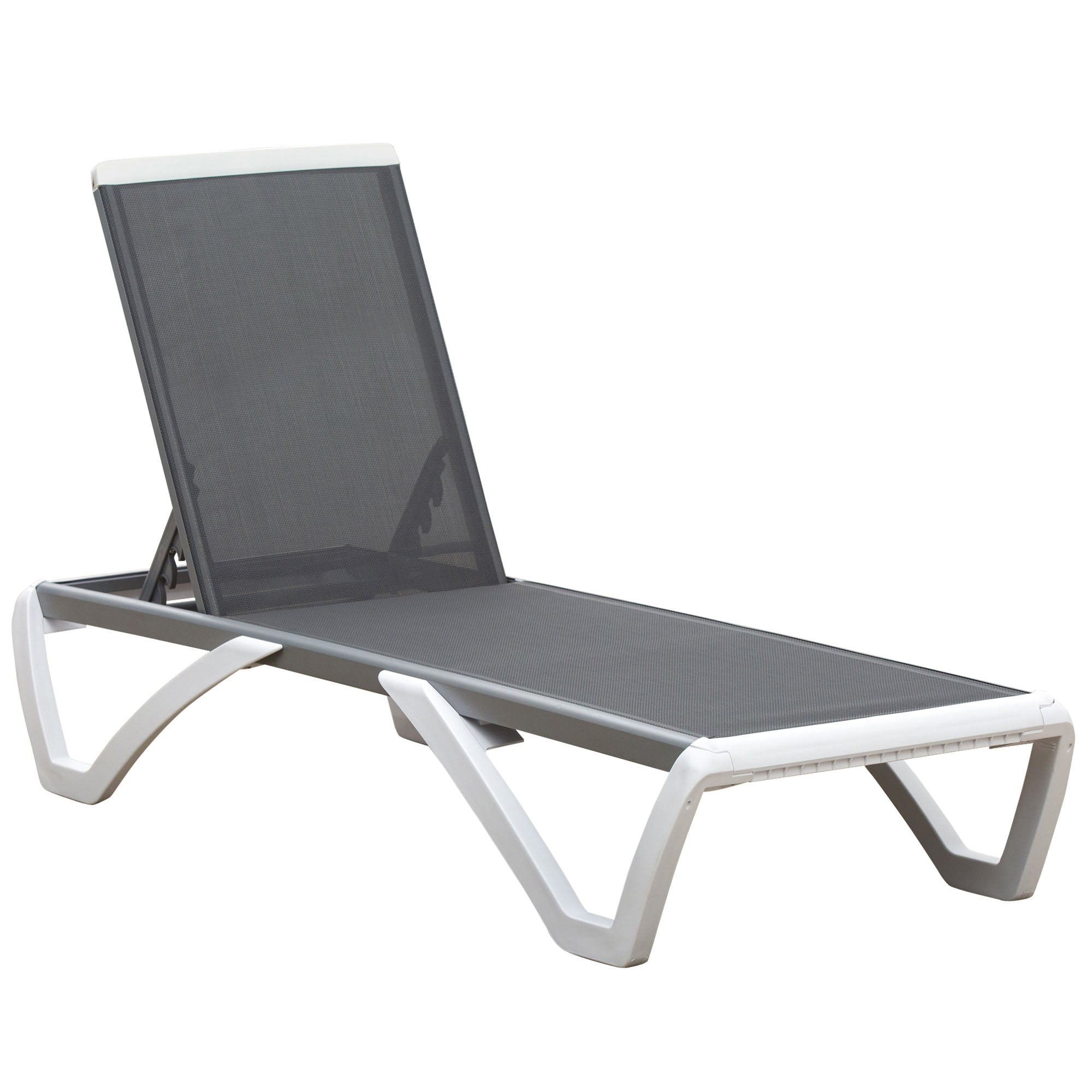 Outsunny Aluminium Frame Sun Lounger, with Adjustable Back - Grey - North Peak Garden Furniture