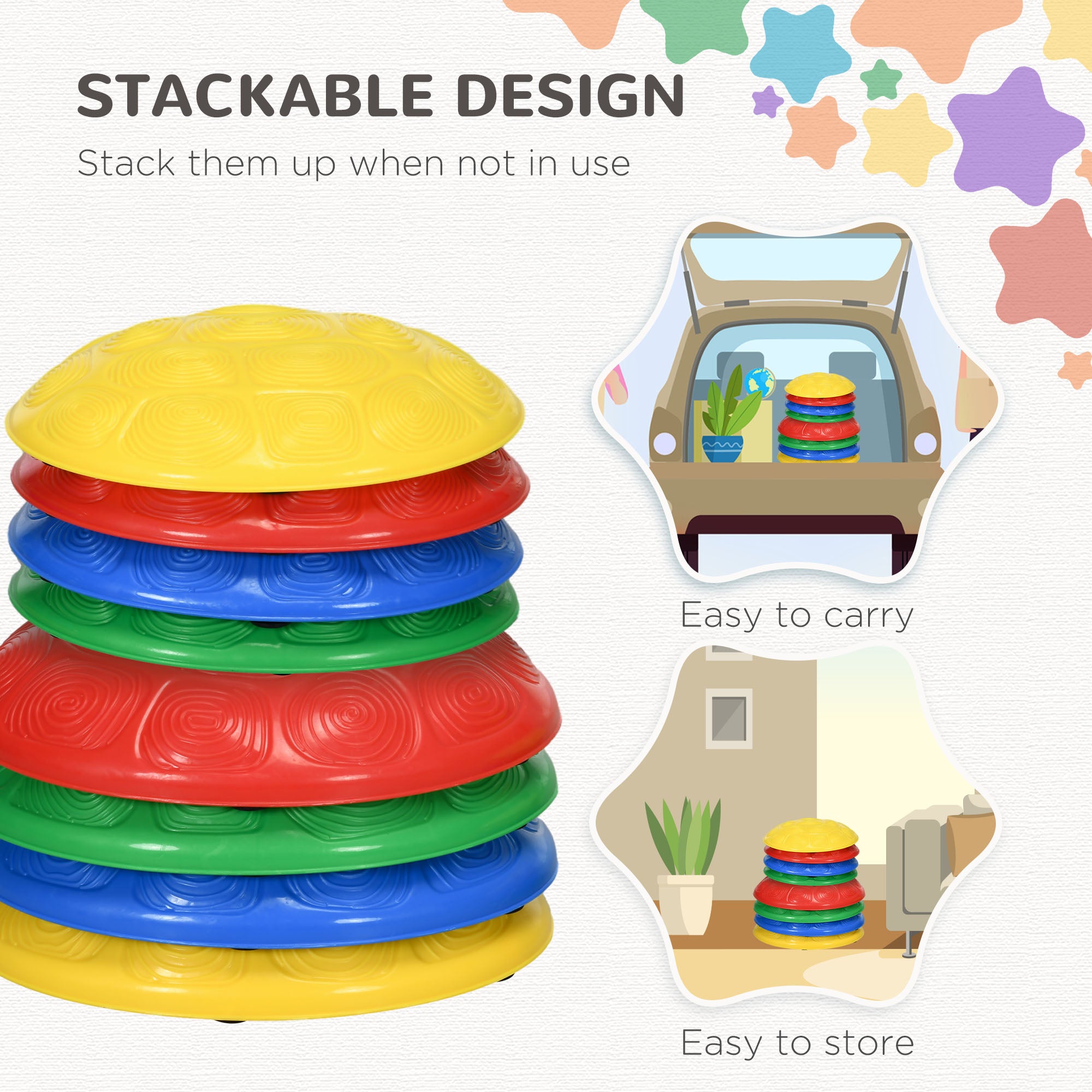 ZONEKIZ Eight-Piece Kids Stepping Stones, with Non-Slip Mats, Balance River Stones - North Peak Garden Furniture