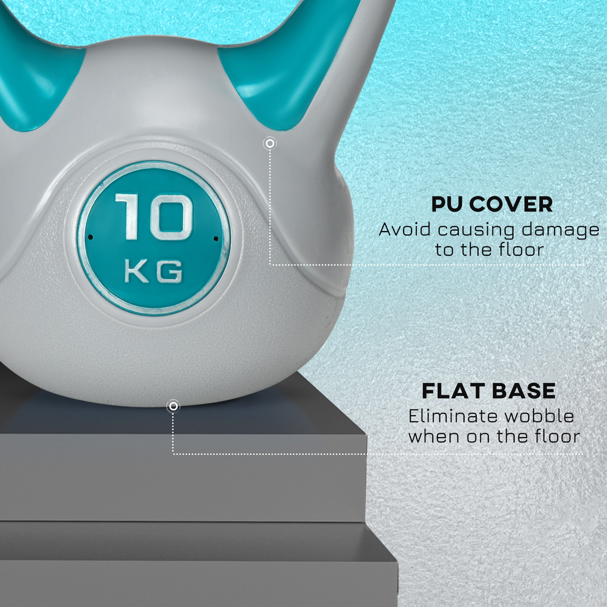 SPORTNOW Kettlebell, 10kg Kettle Bells with Handle for Home Gym Weight Lifting and Strength Training, Light Blue and Grey - North Peak Garden Furniture