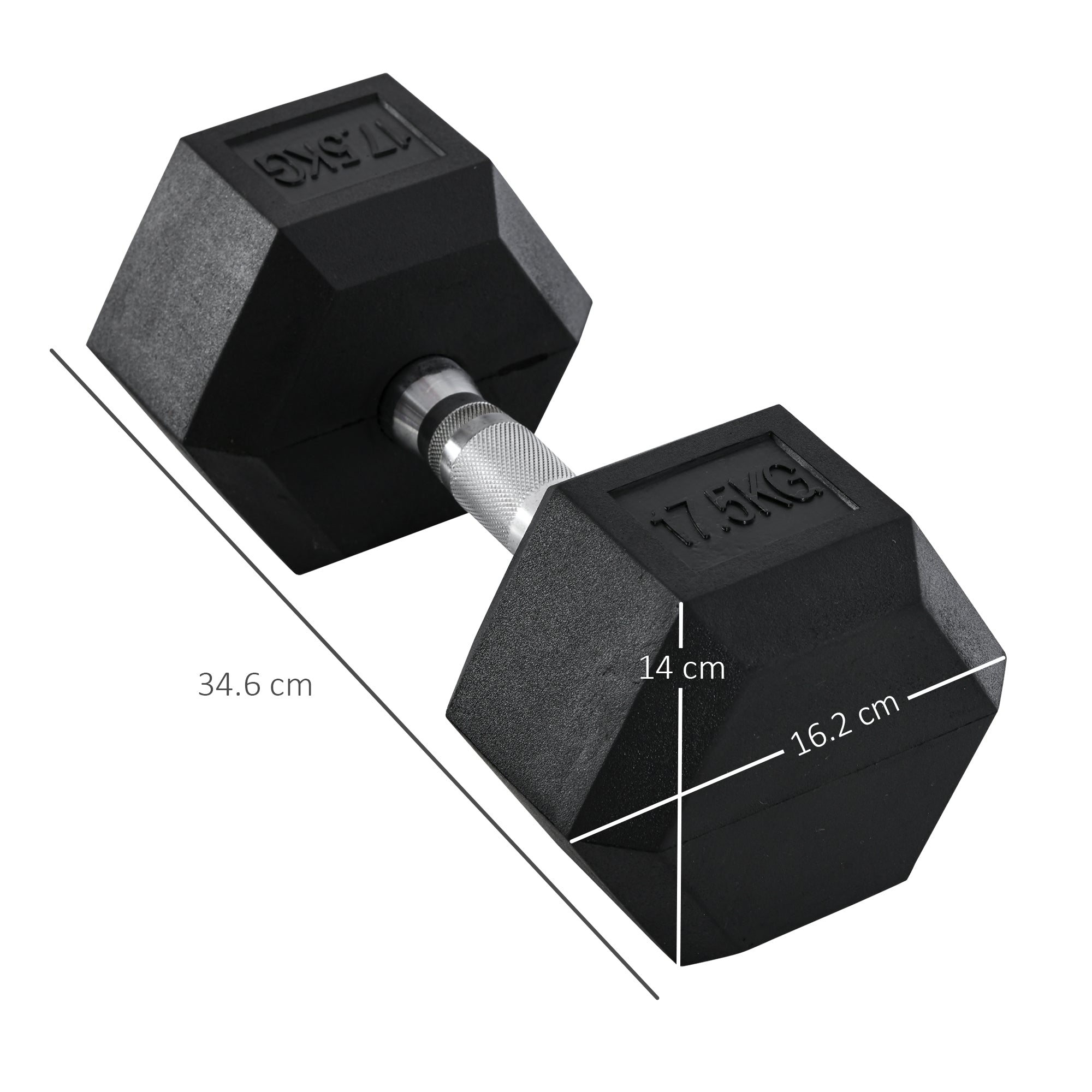 HOMCOM 2x17.5kg Rubber Hex Dumbbell Portable Hand Weights Dumbbell Home Gym Workout Fitness Hand Dumbbell - North Peak Garden Furniture