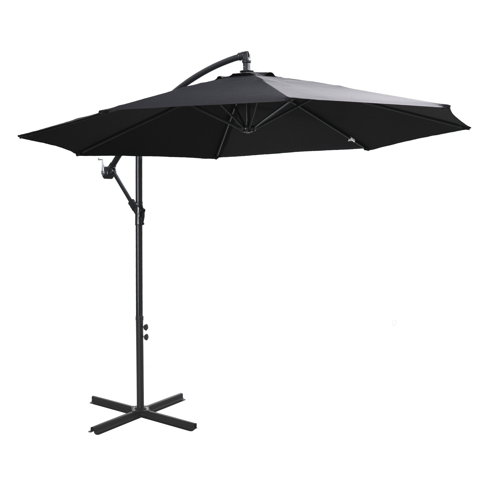 Outsunny 2.45m Overhanging Cantilever Parasol, with Cross Base - Black - North Peak Garden Furniture