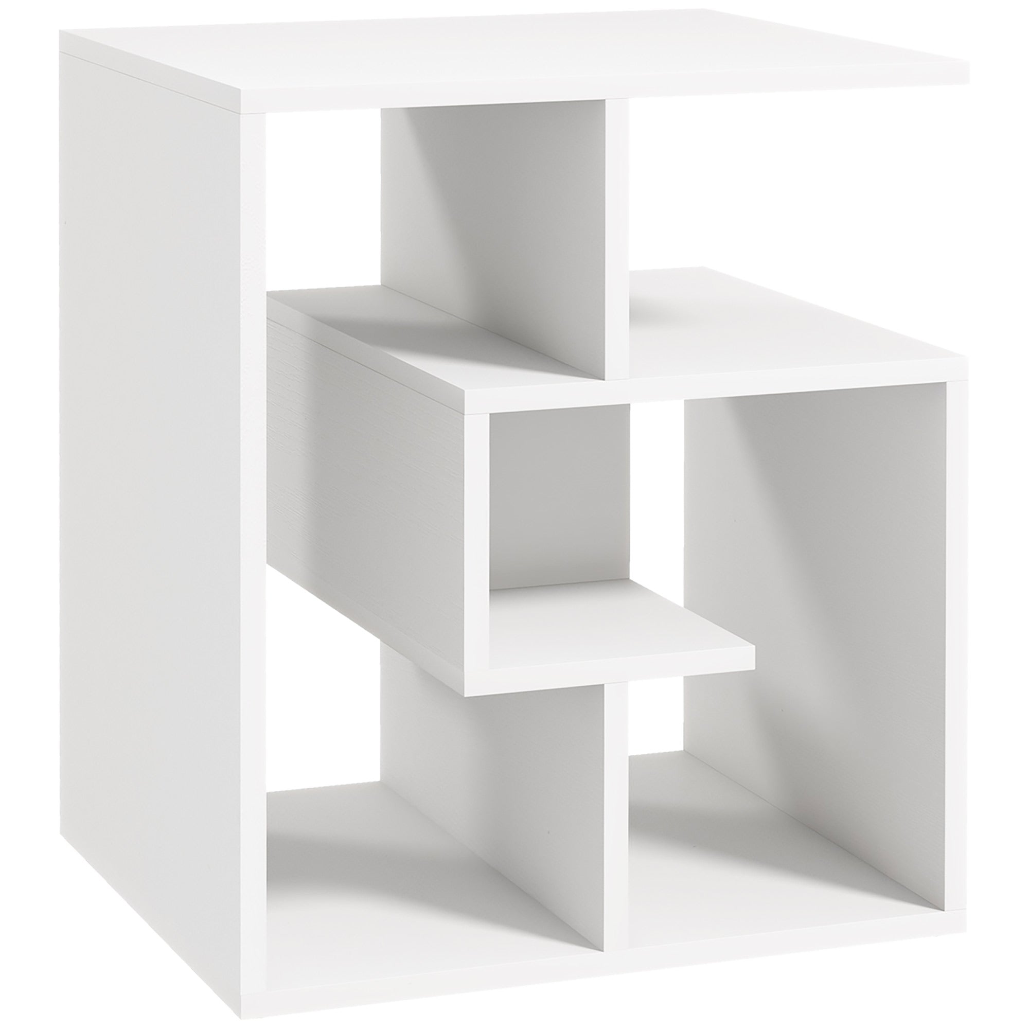 HOMCOM Side Table, 3 Tier End Table with Open Storage Shelves, Living Room Coffee Table Organiser Unit, White - North Peak Garden Furniture