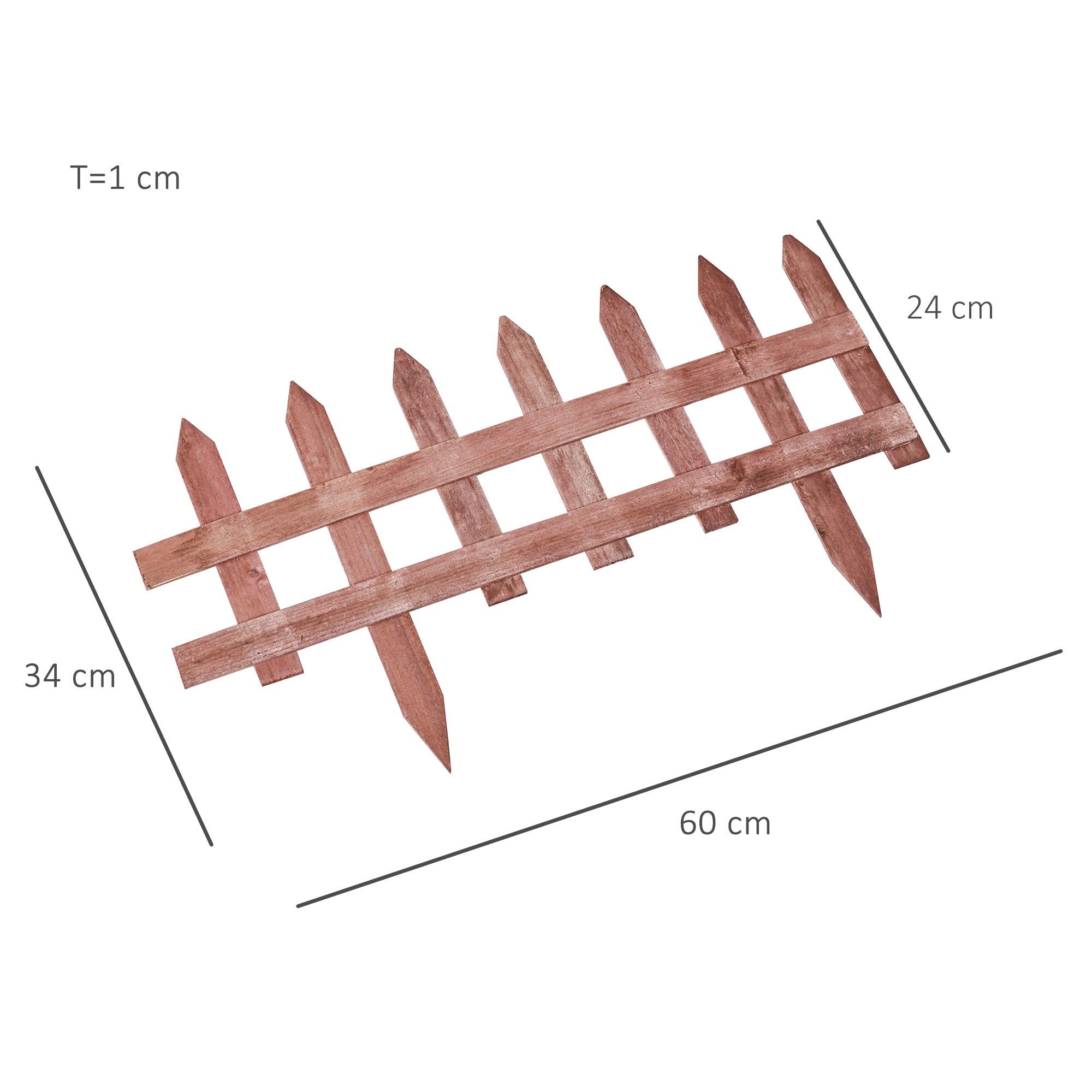 Outsunny Set of 12 Wooden 60cm Garden Fence Pieces - North Peak Garden Furniture