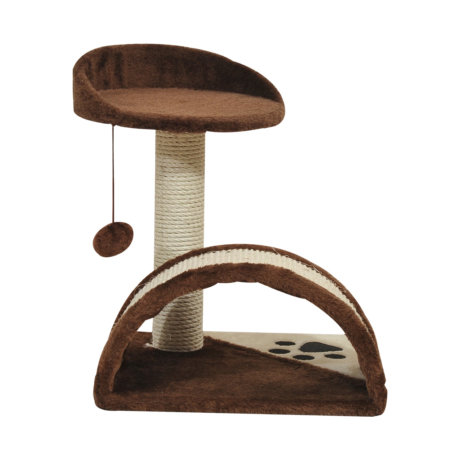PawHut Cat Tree Scratching Scratcher Post Kitten Activity Centre Climber Hanging Ball Brown - North Peak Garden Furniture