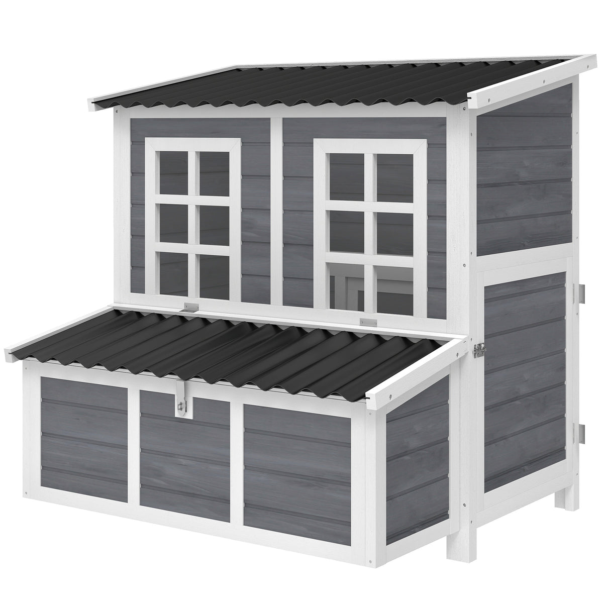 PawHut Wooden Chicken Coop with Nesting Box, Slide-Out Tray, Perches, for 2-4 Chickens, 100 x 86 x 100cm