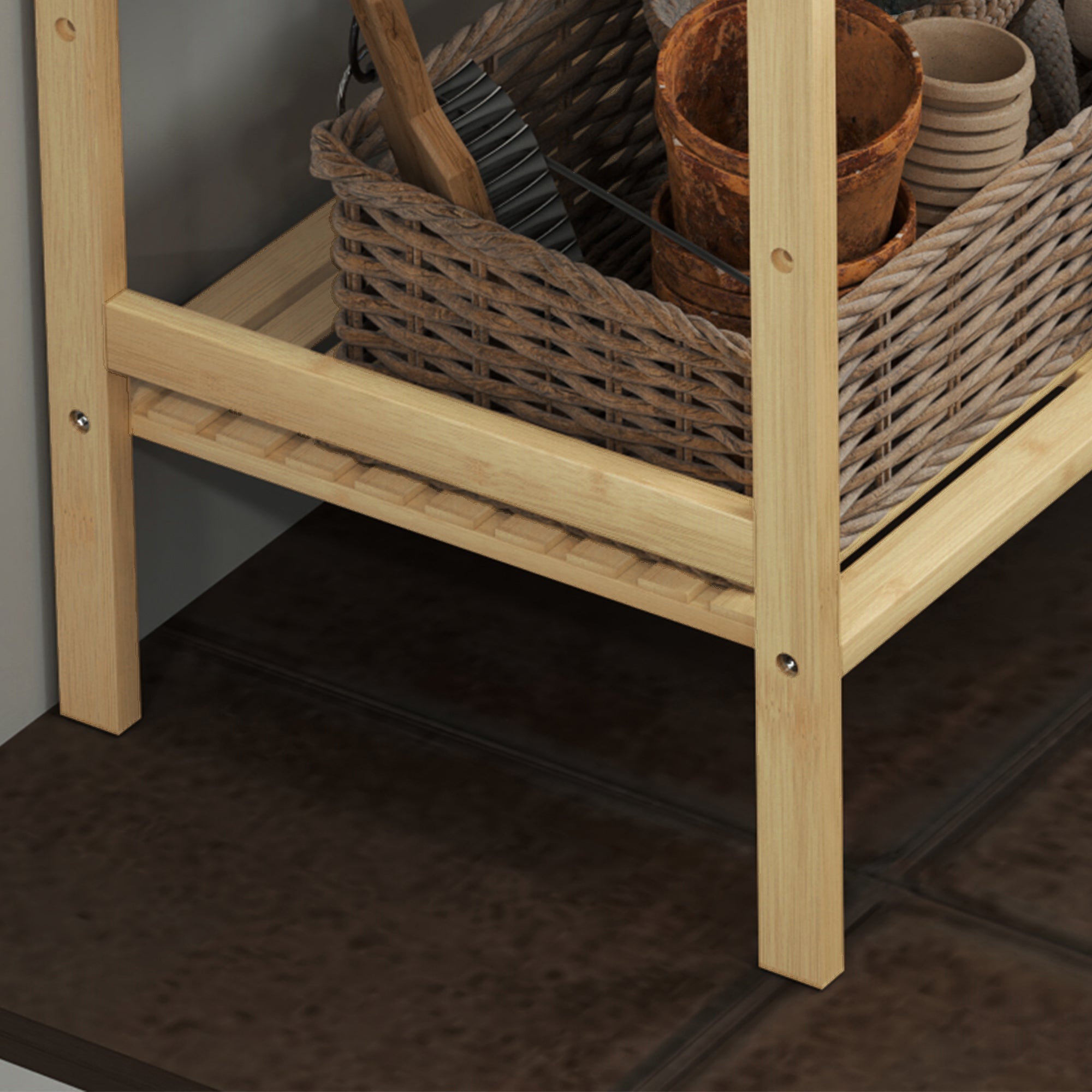 HOMCOM Four-Tier Bamboo Adjustable Shelf Storage Unit - North Peak Garden Furniture