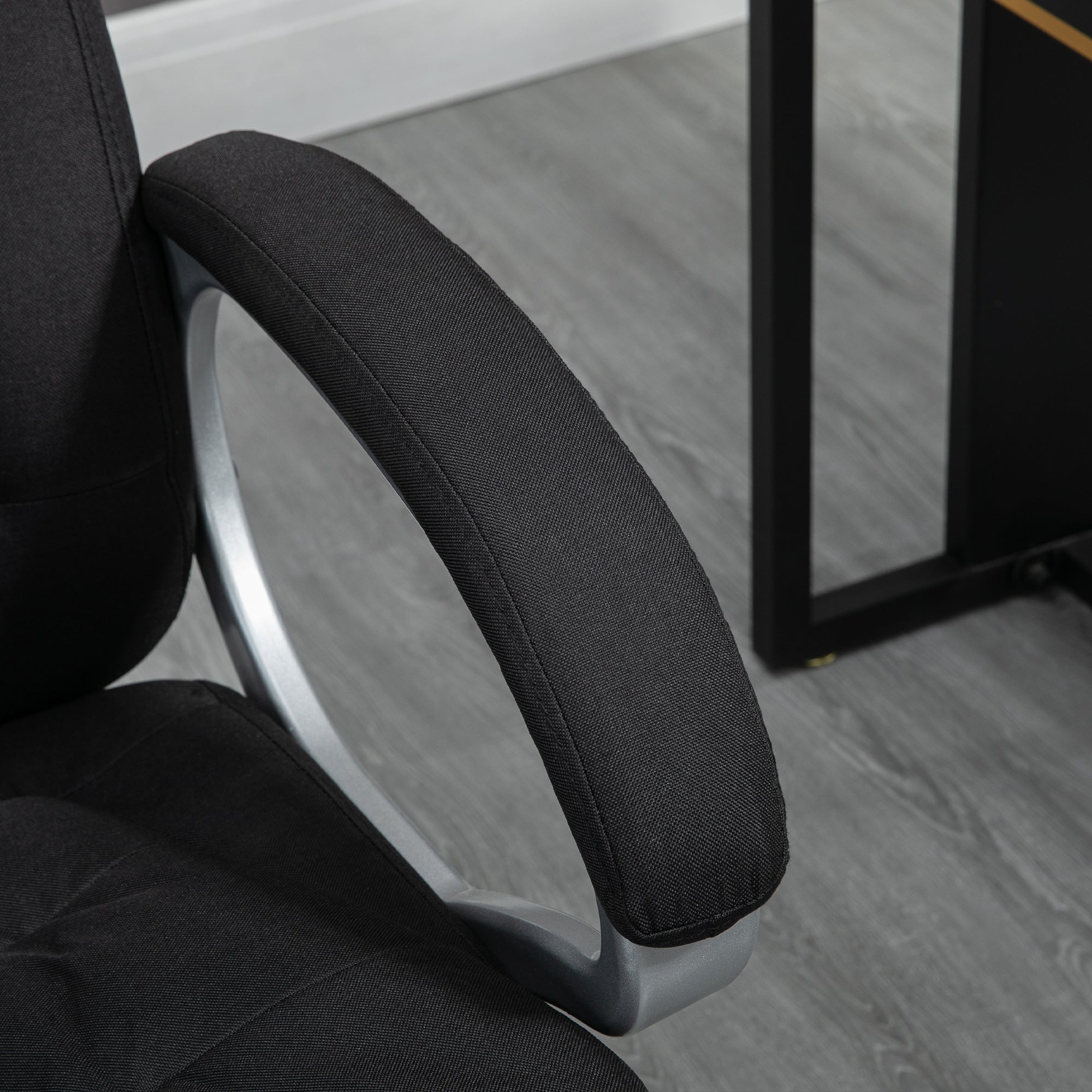 Vinsetto Executive Office Chair Task Chair for Home with Arm, Swivel Wheels, Linen Fabric, Black - North Peak Garden Furniture
