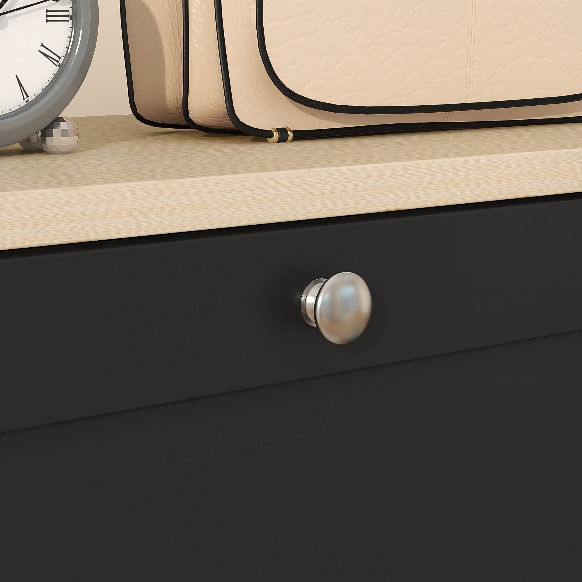 HOMCOM Modern Compact Three-Drawer Shoe Storage Cabinet - Black - North Peak Garden Furniture