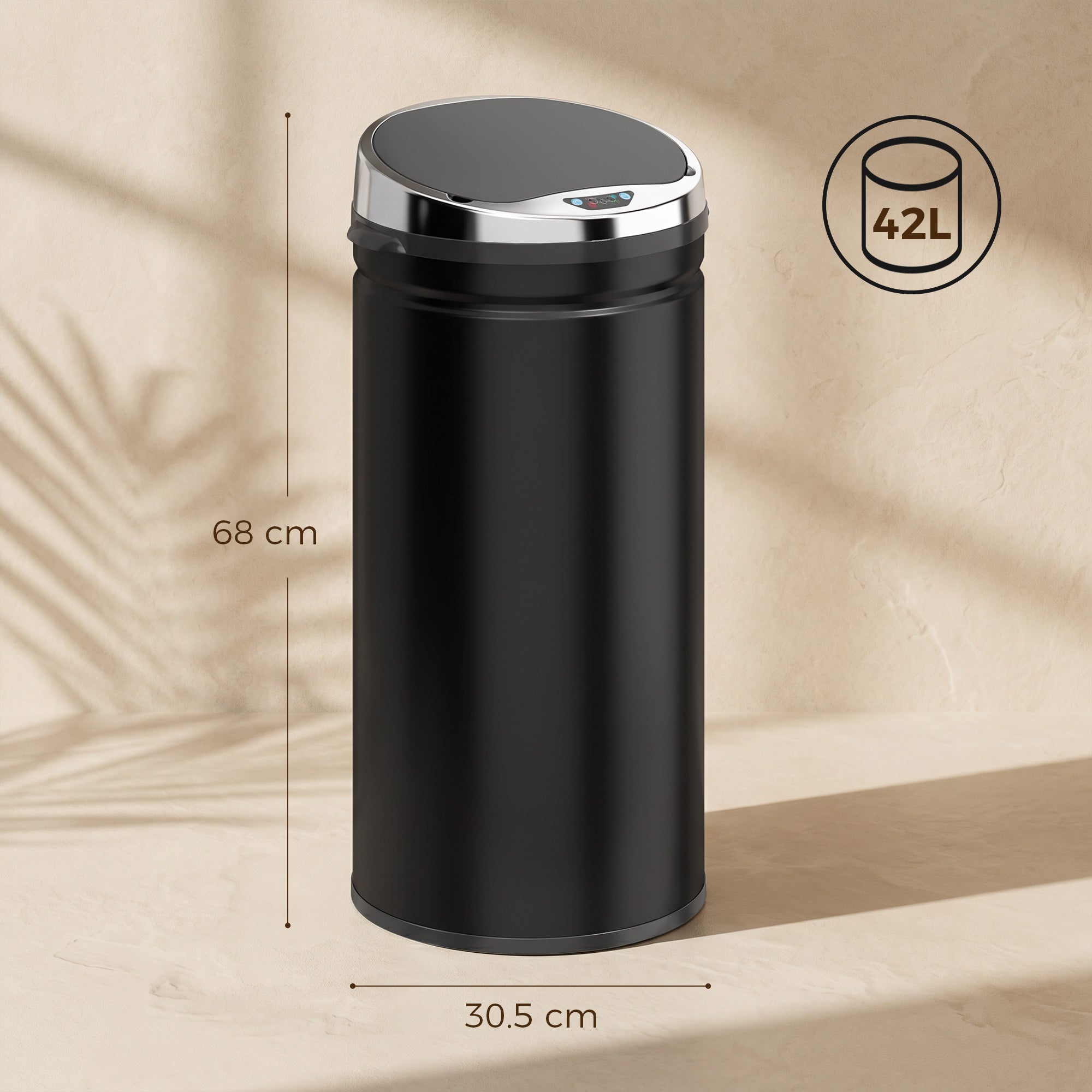 HOMCOM 42L Sensor Bin for Kitchen Waste Automatic Dustbin Motion Detection Dustbin  Stainless Steel Rubbish Can with Bucket, Black
