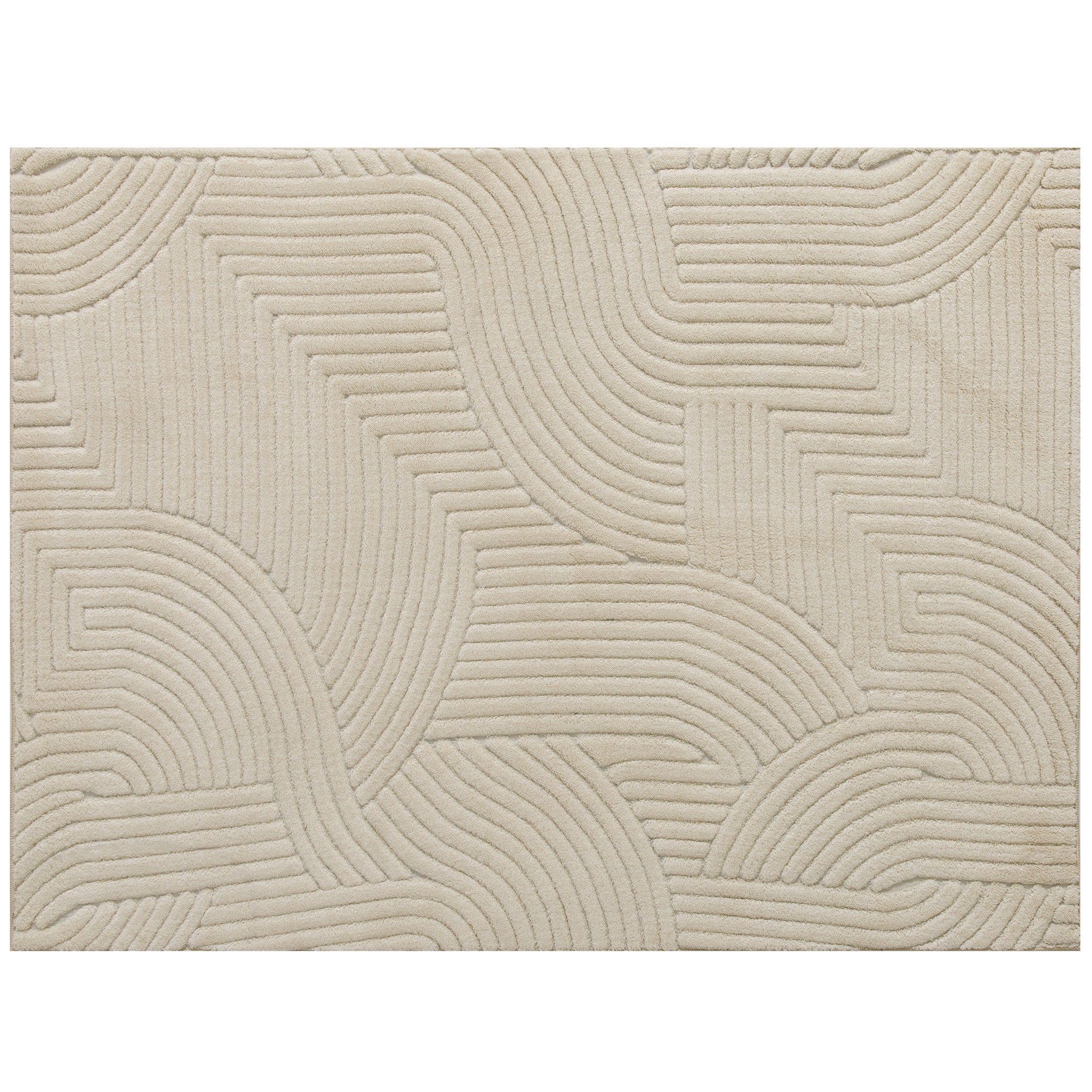 HOMCOM Modern Geometric Rug, Thick & Plush, Non-Slip, 230 x 160 cm – Cream, Living Room/Bedroom/Office
