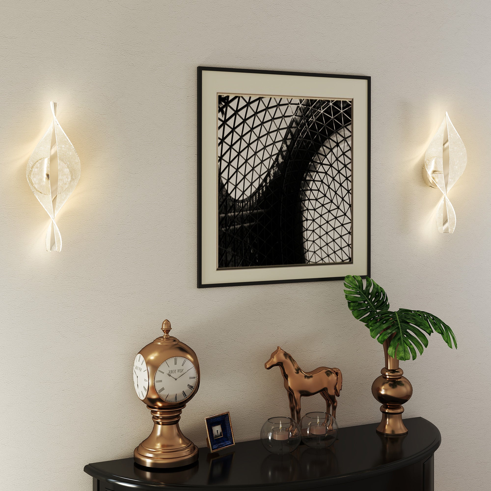 HOMCOM Led Wall Lamp 2 Pack, 13W Modern Indoor Spiral Wall Light, Colour Temperature Adjustable 3000K/4000K/6500K, for Bedroom, Living Room, Hallway, Stairs, Silver Tone - North Peak Garden Furniture