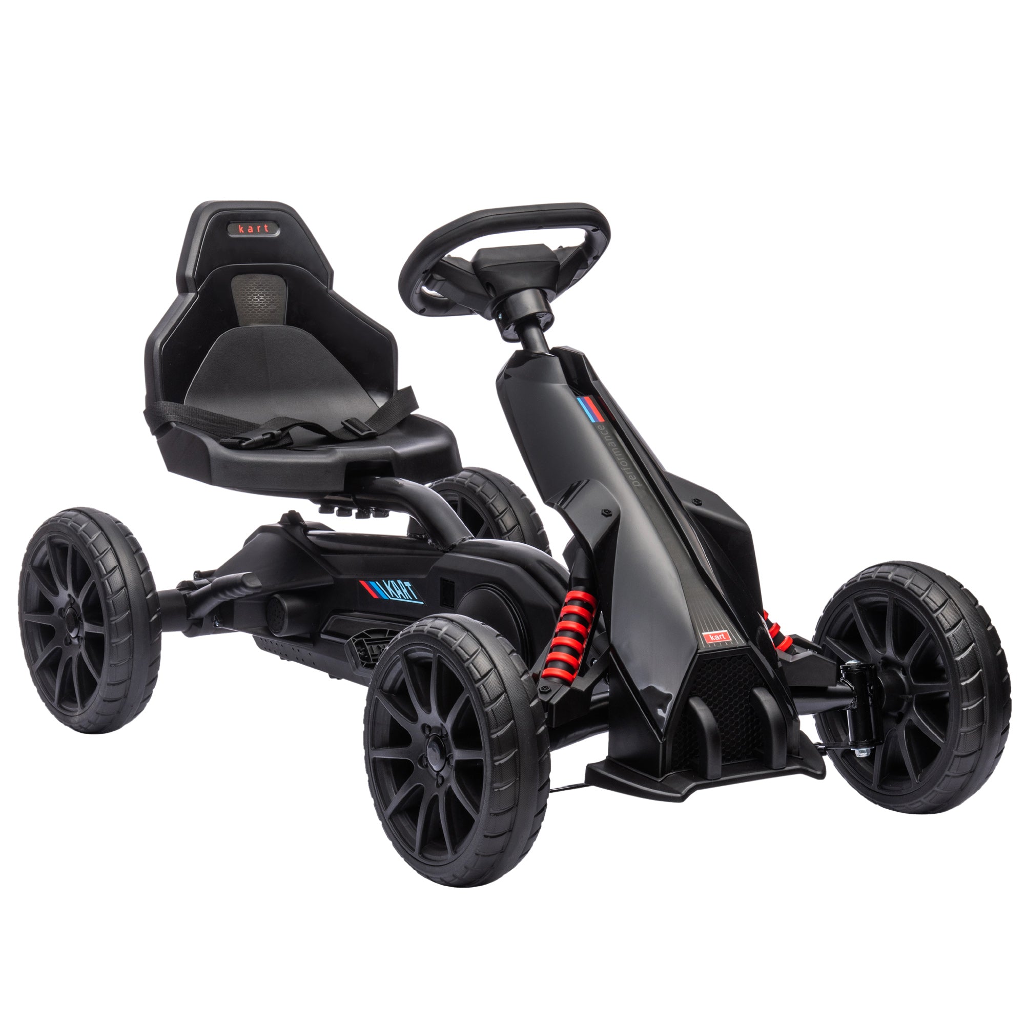 HOMCOM Kids Pedal Go Kart, with Adjustable Seat, EVA Wheels, Seat, Handbrake - Black - North Peak Garden Furniture
