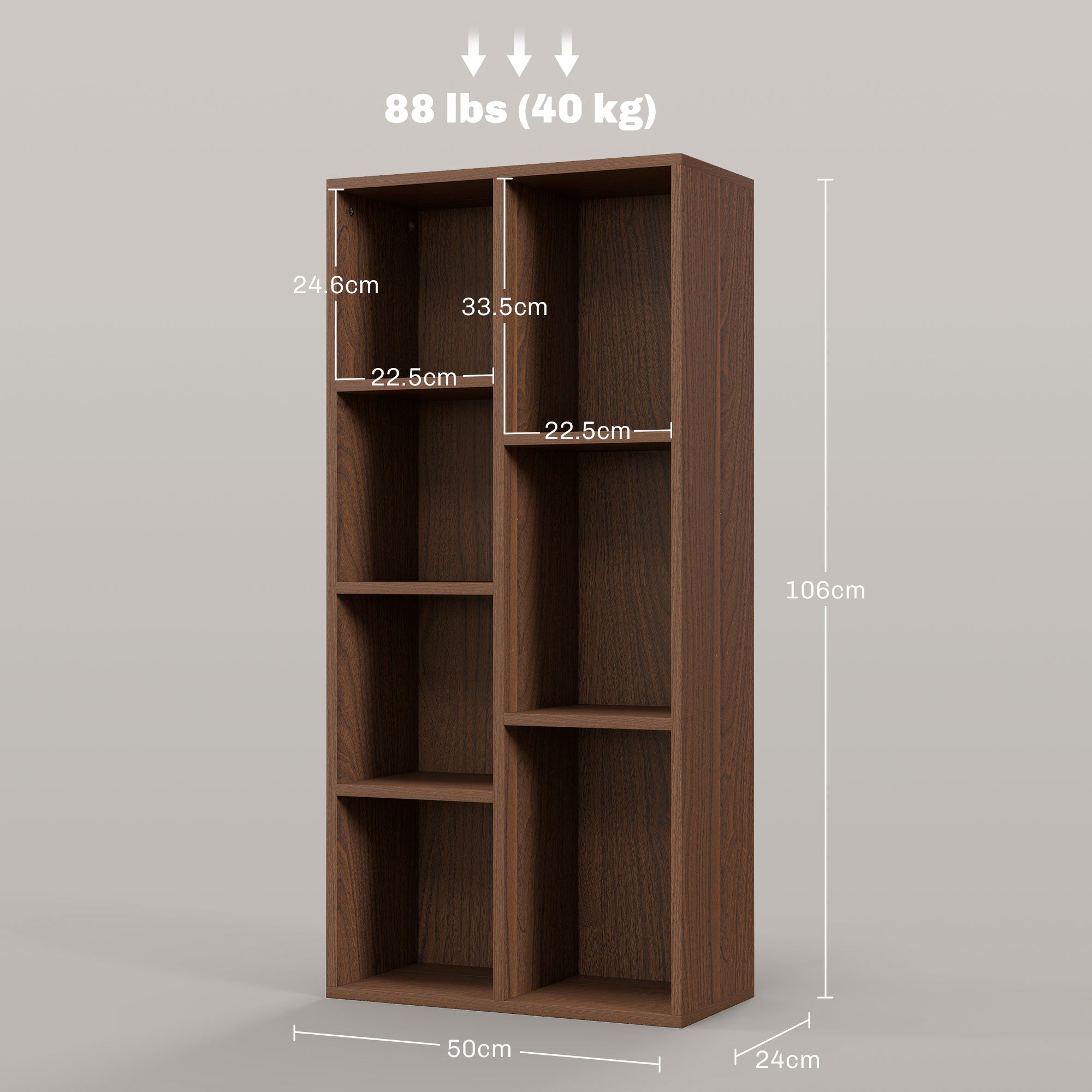 HOMCOM Seven-Cube Bookcase - Walnut Wood Effect - North Peak Garden Furniture