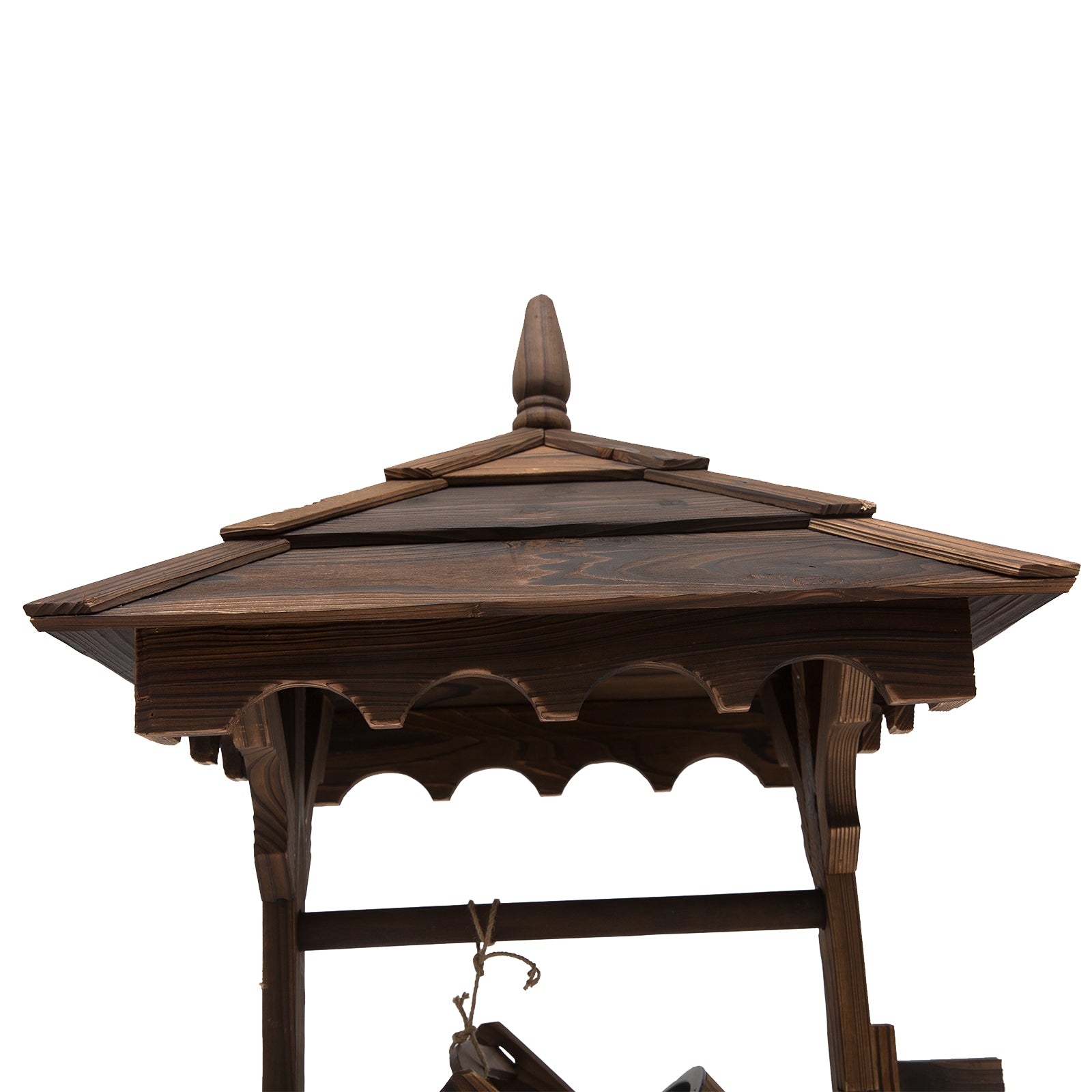 Outsunny Wooden Garden Wishing Well Fountain Barrel Waterfall Rustic Wood with Pump Garden Décor Ornament - North Peak Garden Furniture