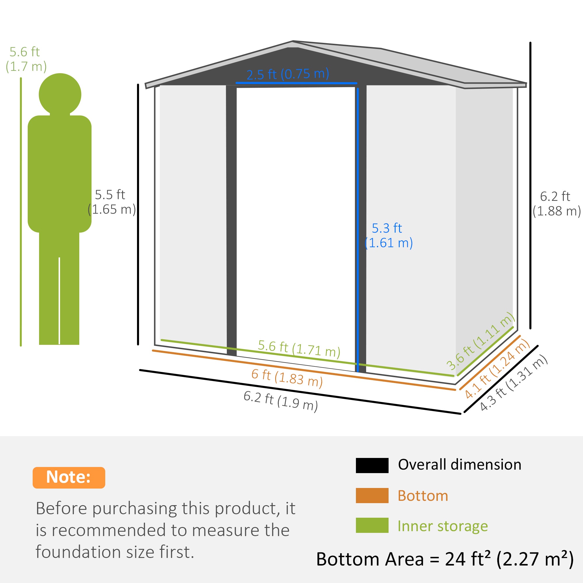 Outsunny 4 x 6ft Galvanised Steel Garden Shed, with Lock and Gloves - Oak - North Peak Garden Furniture