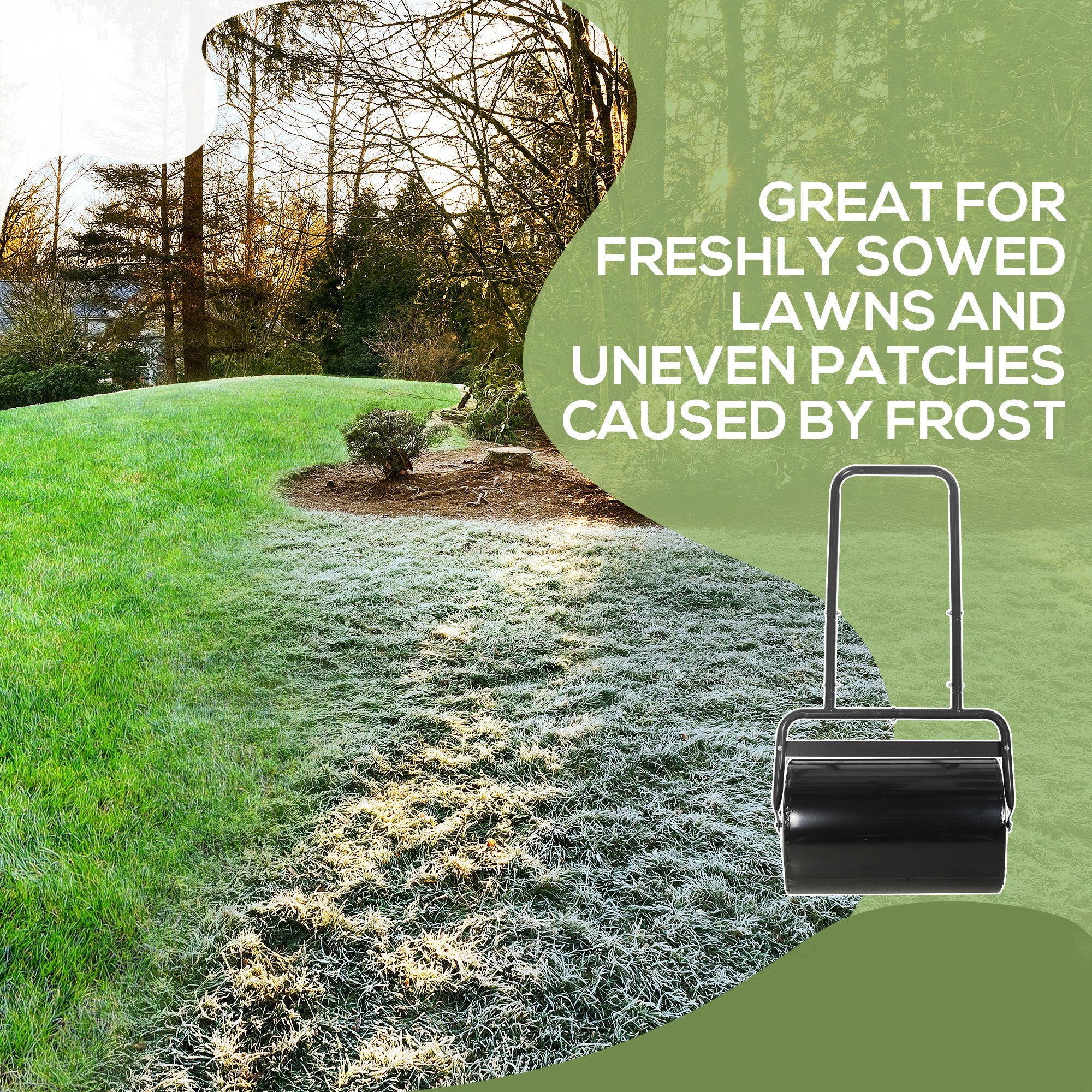 Outsunny 38L Fillable Cylinder Steel Lawn Roller - Black - North Peak Garden Furniture