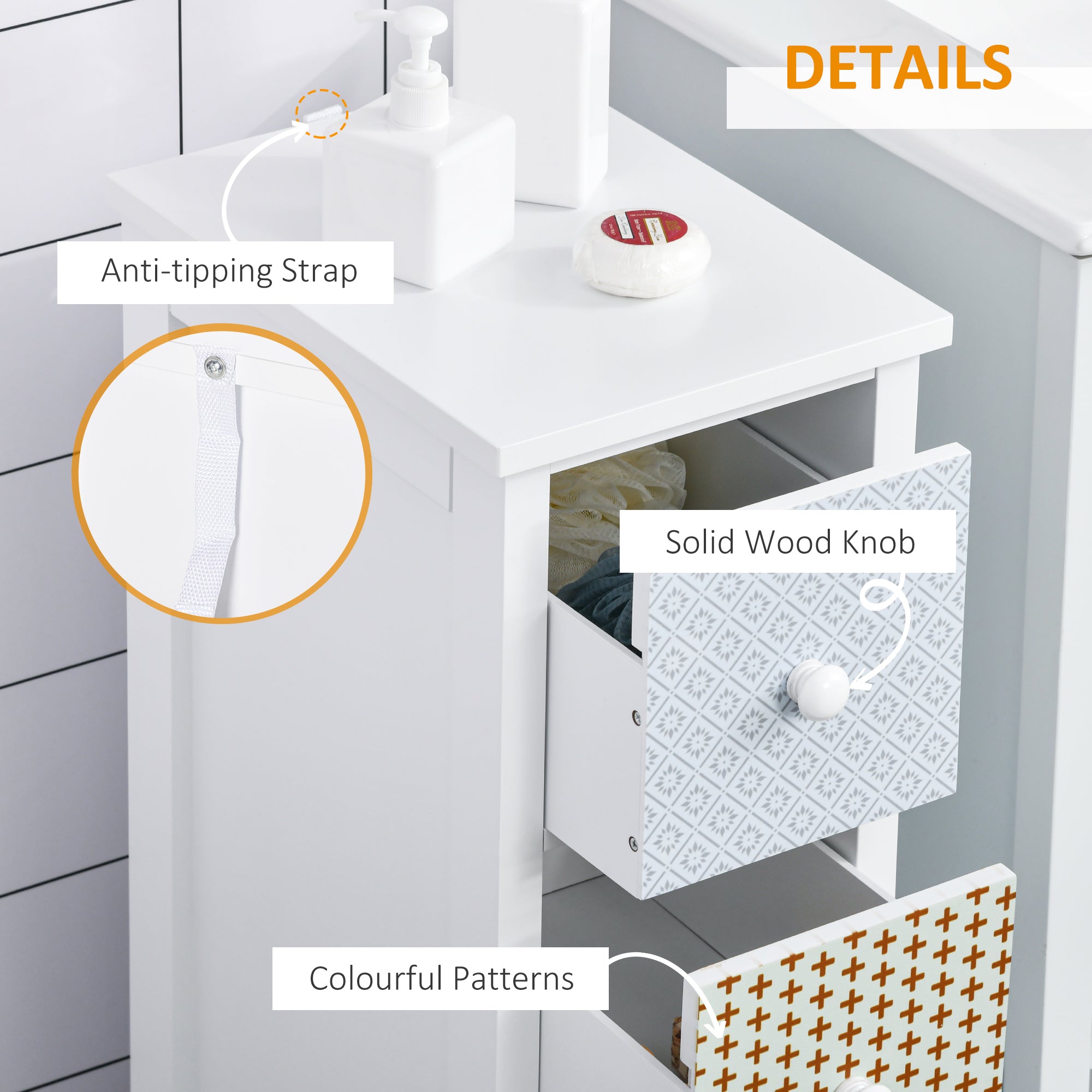 HOMCOM Chest of Drawers, 4 Drawer Dresser, Storage Organizer Toilet Tissue Cabinet for Bedroom, Bathroom - North Peak Garden Furniture