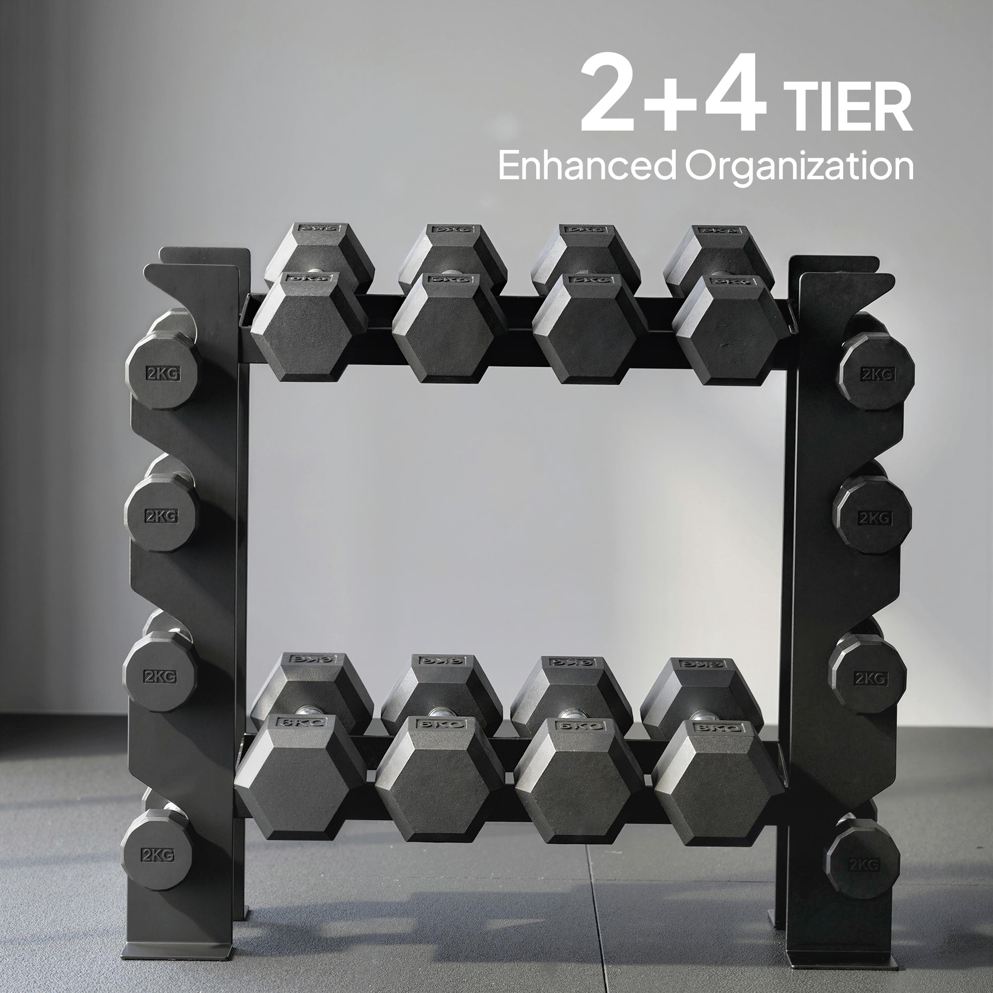 SPORTNOW 4-Tier Dumbbell Rack, Heavy-Duty Weight Rack for Dumbbells, Kettlebells and Multiple Balls, 200 KG Capacity, Black