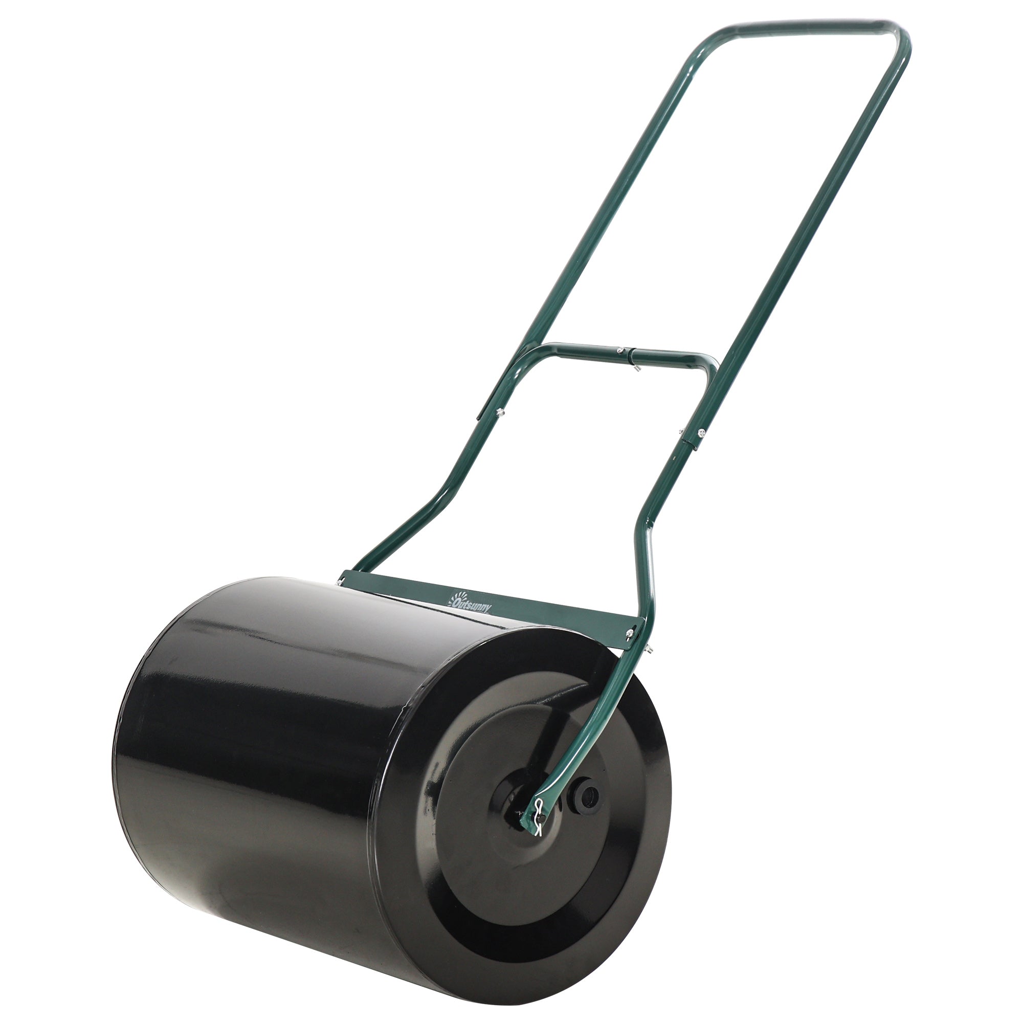 Outsunny φ50cm Steel Garden Lawn Roller Push Pull w/ Fillable Cylinder Water Sand Plug Lawn Flatten Seed Sow Rolling Drum w/ Handle - North Peak Garden Furniture