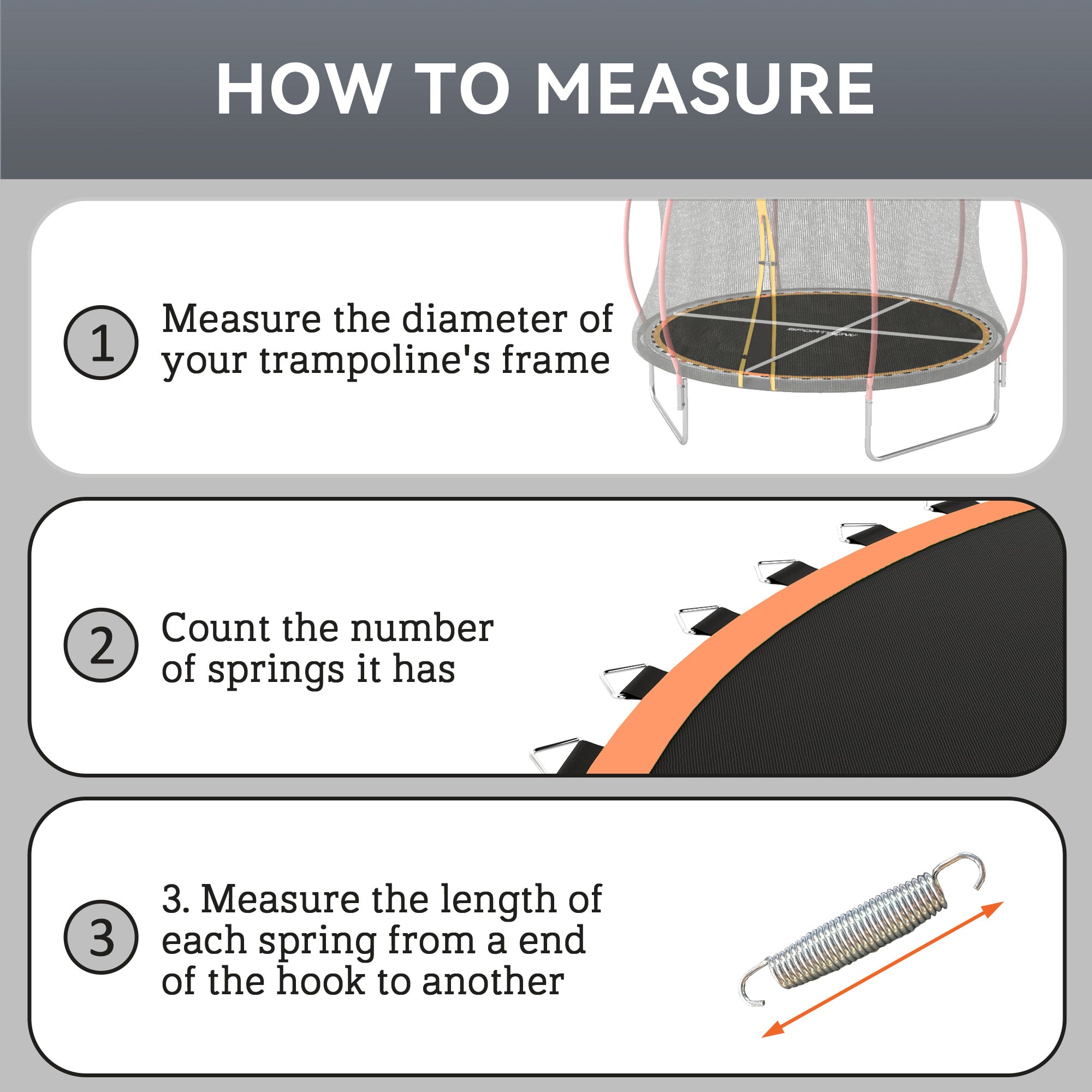 SPORTNOW Trampoline Replacement Mat with Spring Pull Tool, 42 V-Hooks, for 8ft Trampoline using 14cm Springs, Orange - North Peak Garden Furniture