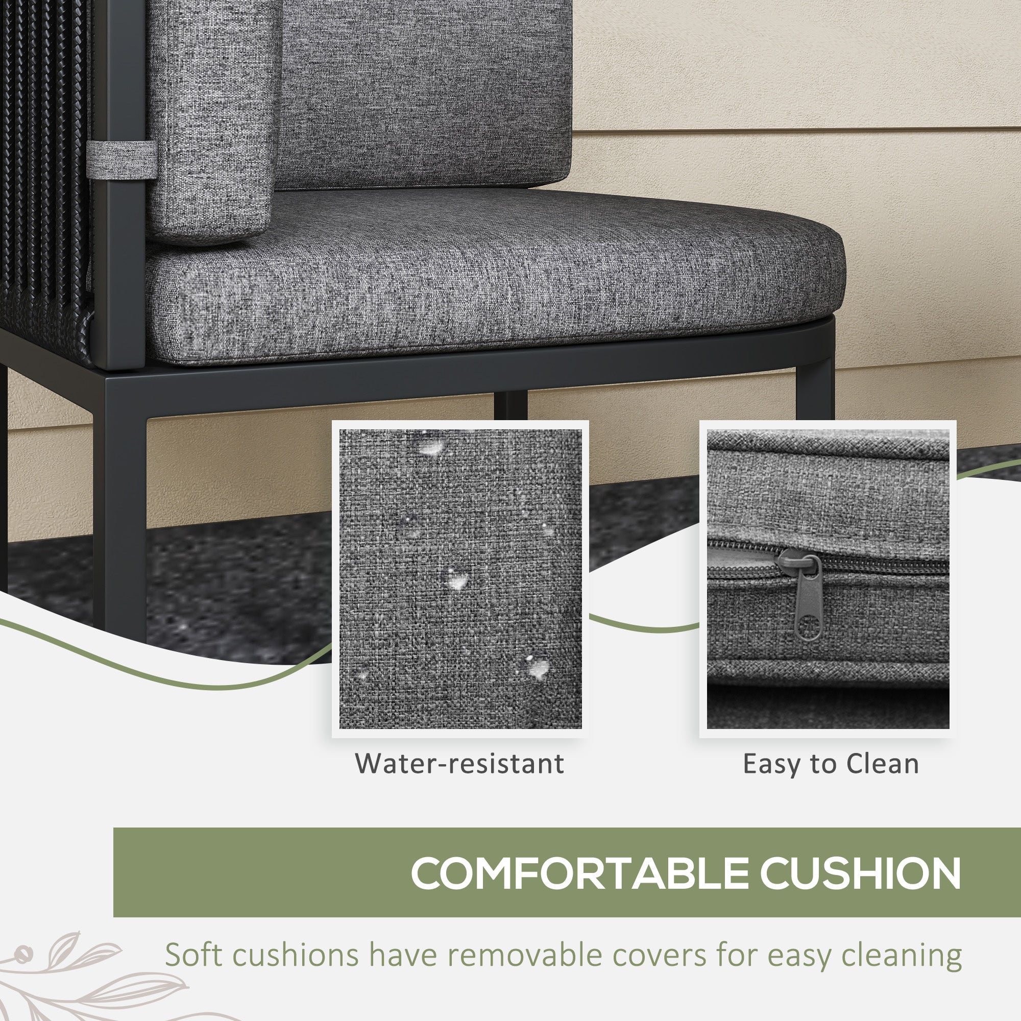 Outsunny 4-Seater Rattan Cube Garden Furniture Set with Cushions - Charcoal Grey - North Peak Garden Furniture