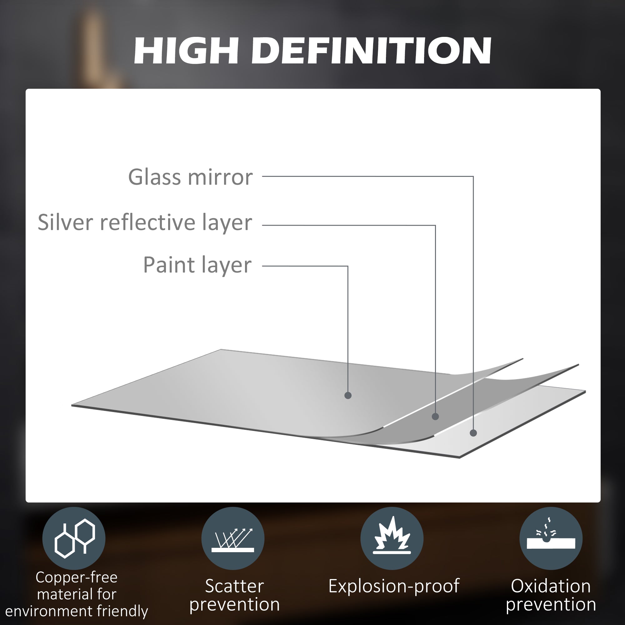 kleankin LED Bathroom Mirror with Lights, 3X Magnifying Mirror, Dimming Lighted Bathroom Mirror, Vanity Mirror with 3 Colour Front and Backlit, Smart Touch, Anti-Fog, Horizontal and Vertical, 80x60cm - North Peak Garden Furniture