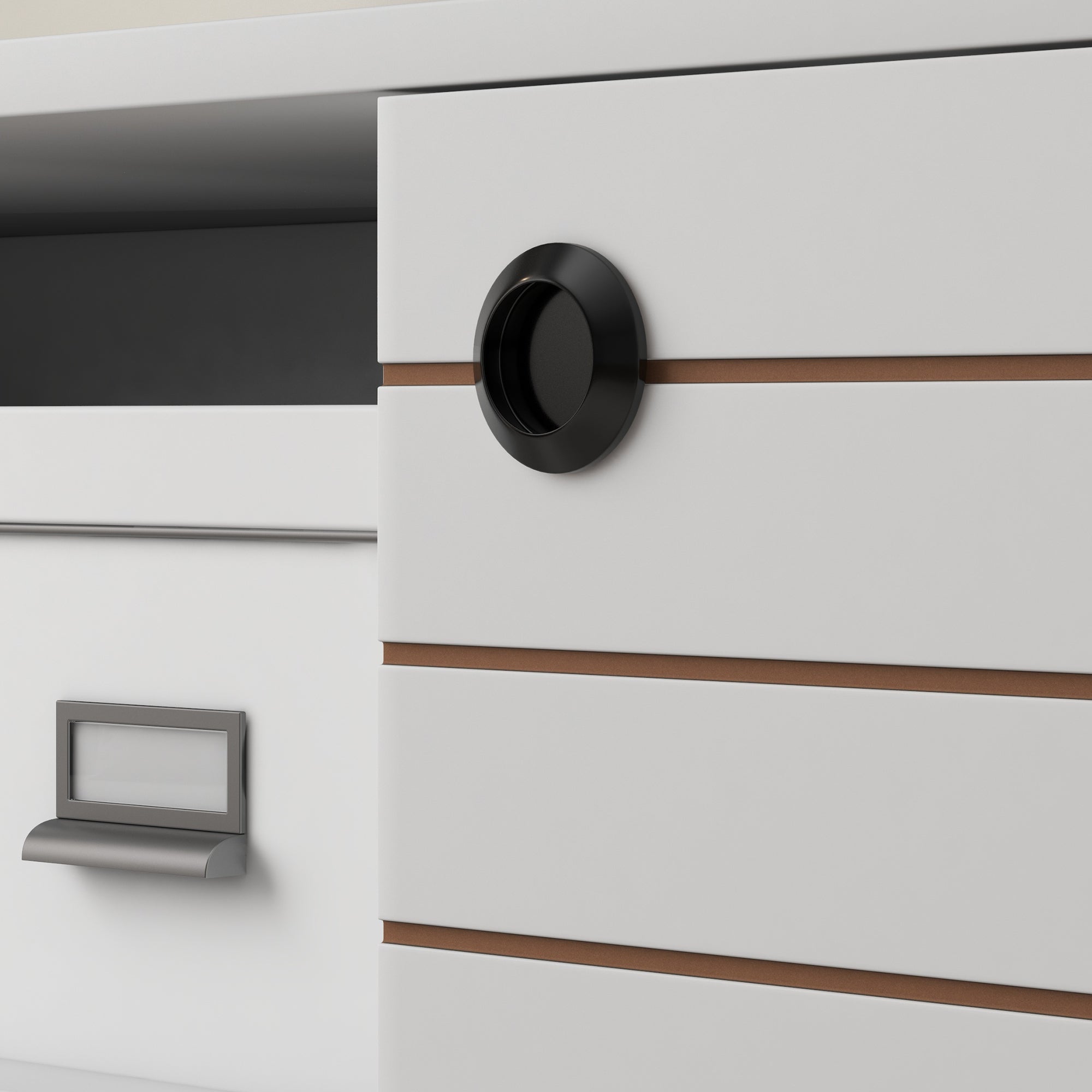 HOMCOM Duo Storage TV Unit, with Striped Door - White - North Peak Garden Furniture
