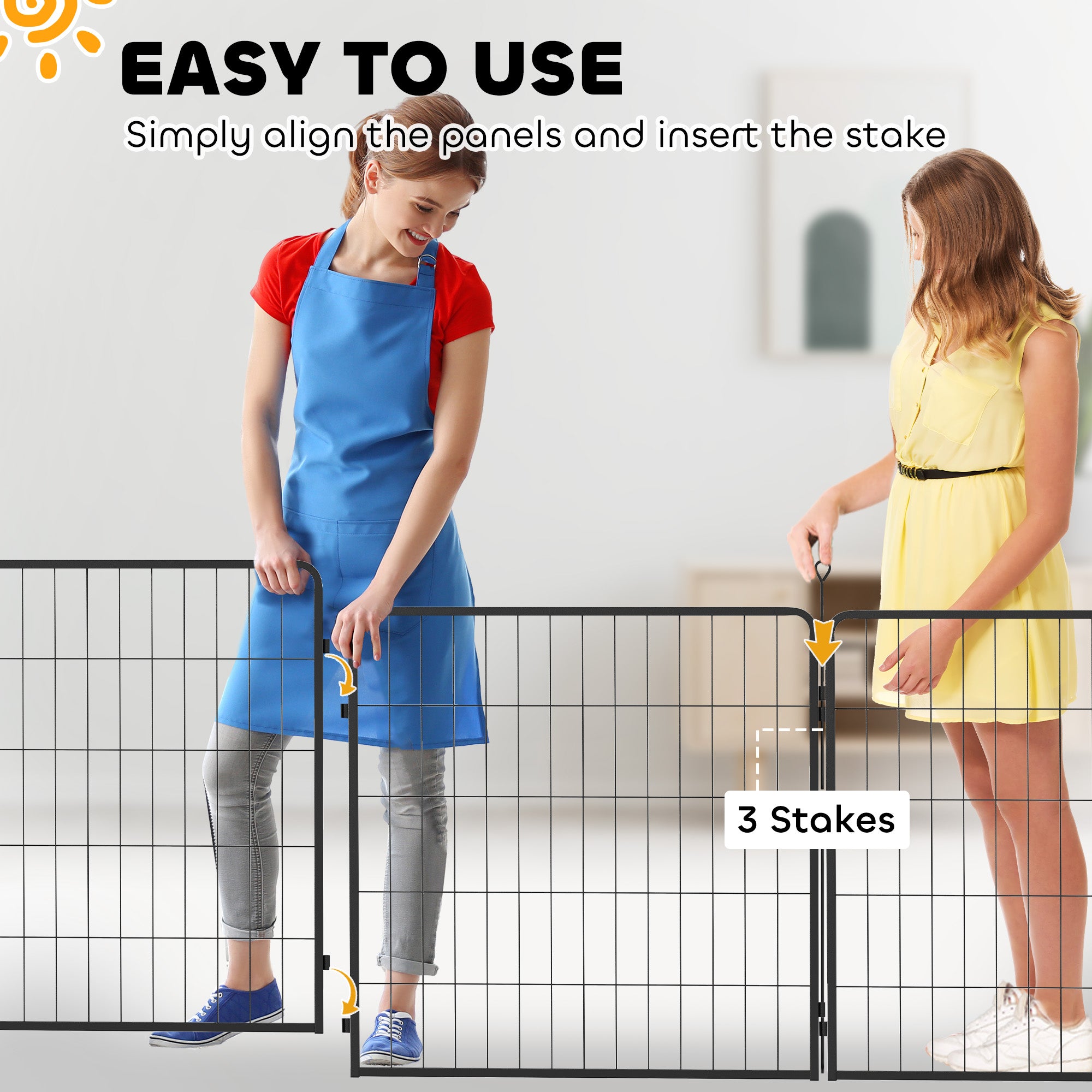 PawHut 2 Piece Dog Pen Expansion Pack for 80cm High Pet Playpen with 3 Stakes, for Small and Medium Dogs - North Peak Garden Furniture