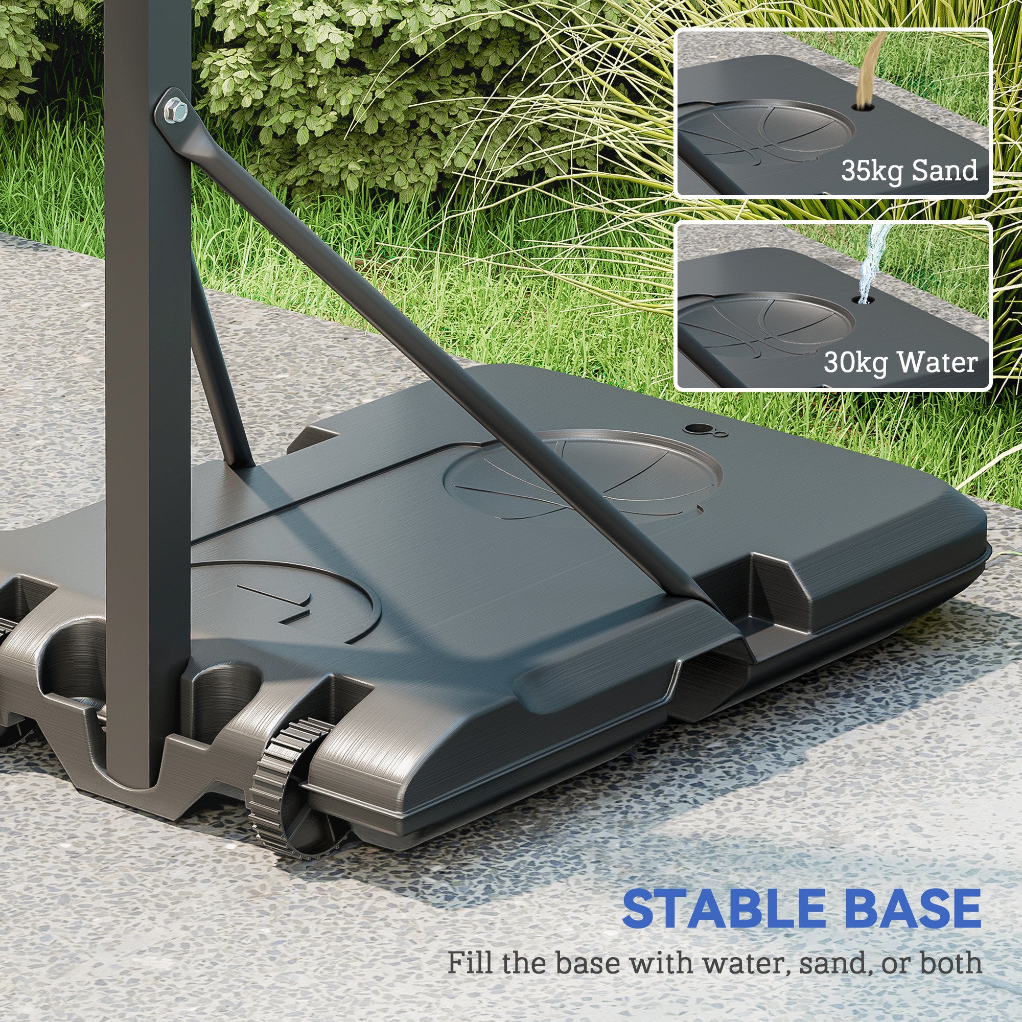 SPORTNOW Fully Adjustable Basketball Hoop Outdoor, 146-236cm Basketball Hoop and Stand with Weighted Base and Shatterproof Backboard, Portable on Wheels for Junior, Adults - North Peak Garden Furniture