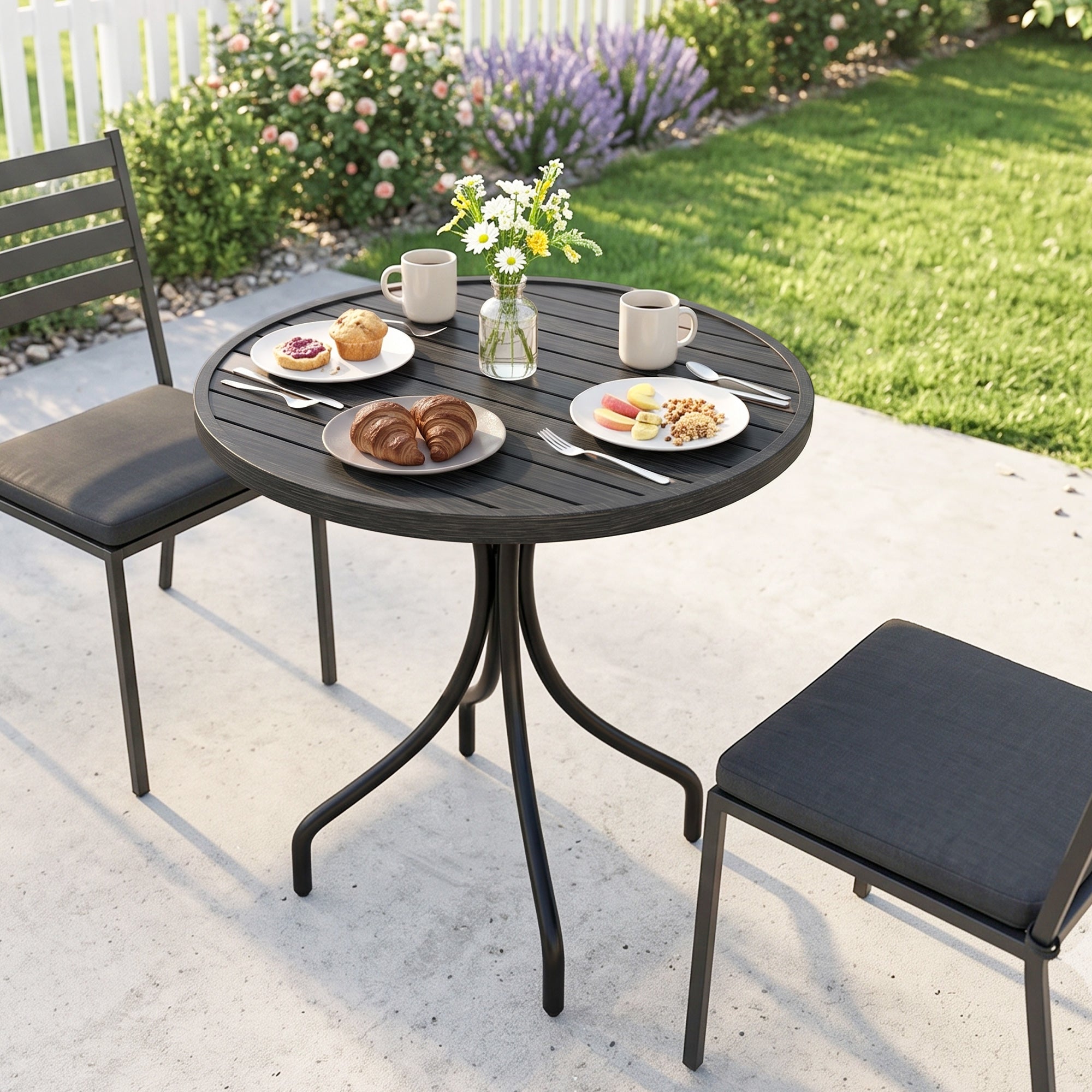 Outsunny Φ66cm Galvanised Steel Garden Table - Grey