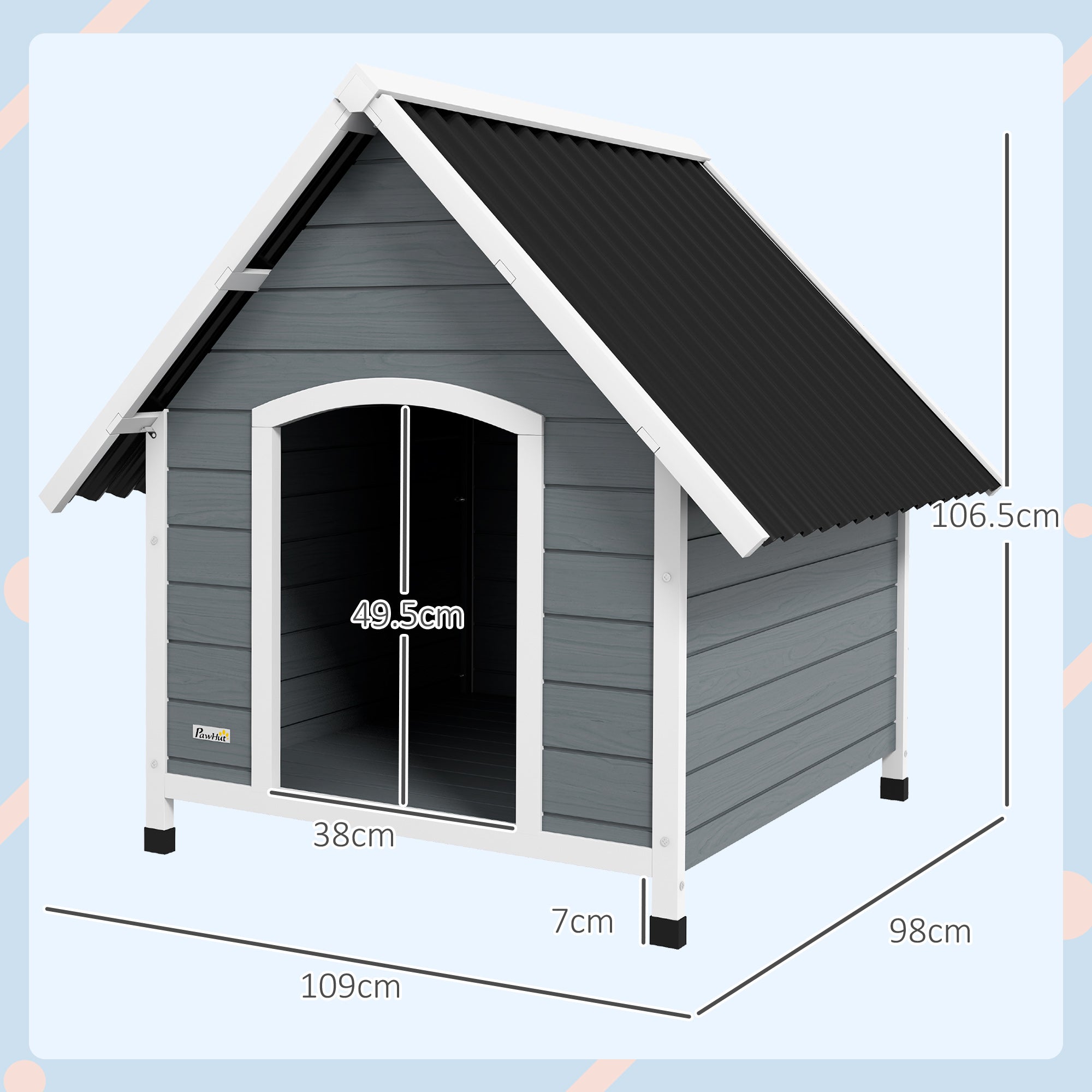 PawHut Outdoor Dog Kennel, Wooden Dog House, with Removable Floor, Anti-Corrosion Wood, for Large Dogs, 106.5H x 110W x 98Dcm - North Peak Garden Furniture