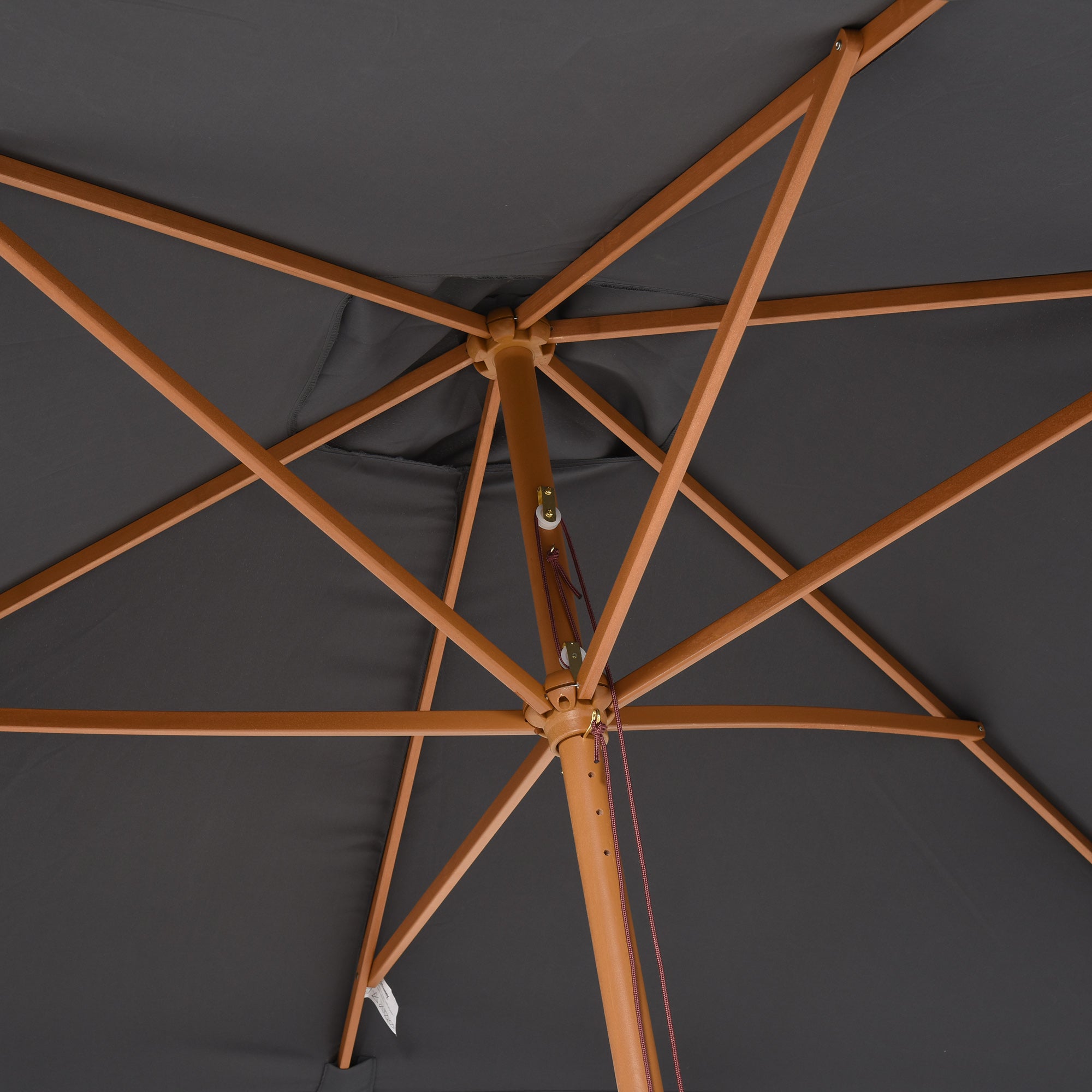 Outsunny 2 x 3m Wooden Garden Parasol Umbrella Outdoor Sun Shade Canopy, Dark Grey - North Peak Garden Furniture