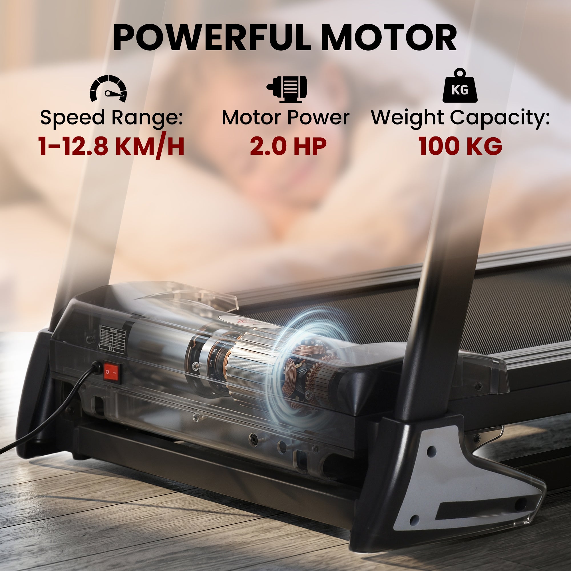 HOMCOM Folding Treadmill, 2.0HP Incline Treadmill Running Machine, 12.8 km/h, with LED Display, Manual Incline, 12 Preset Programs, Drink & Phone Holder for Home Gym Fitness