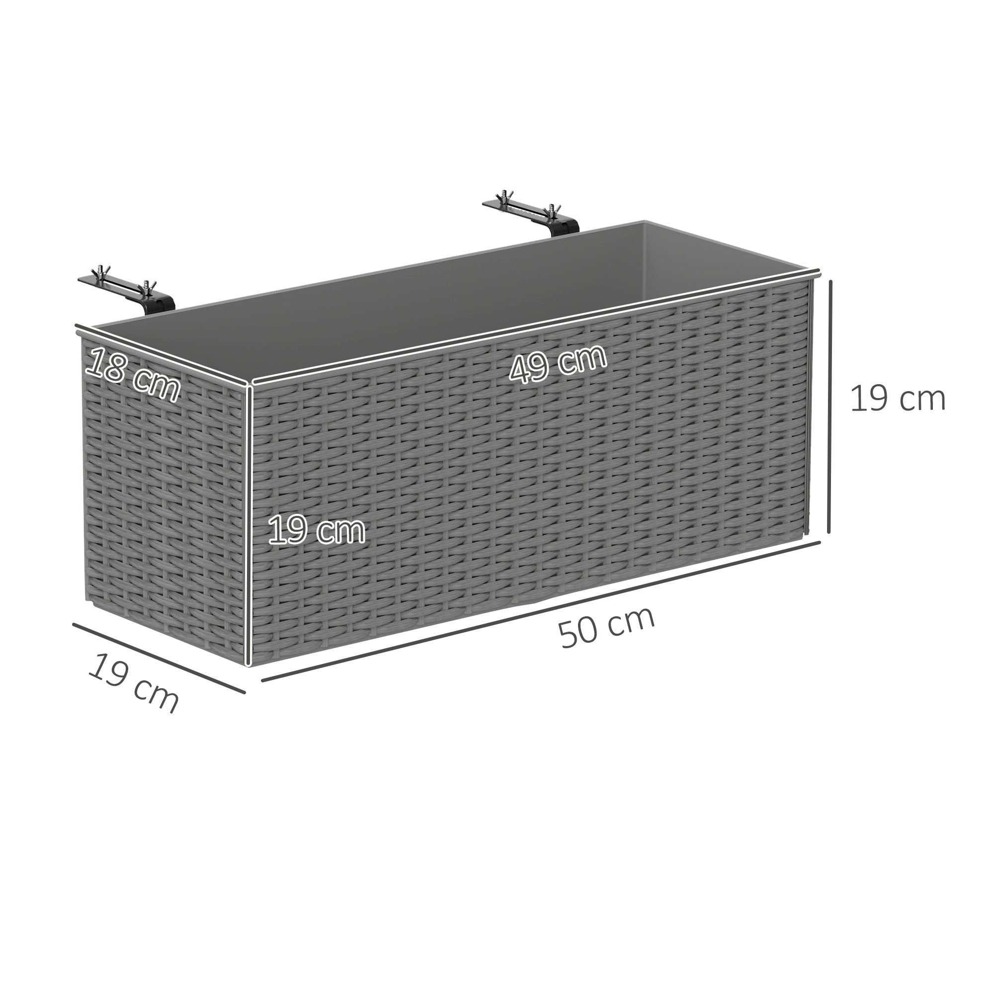 Outsunny Set of Two Rattan-Effect Planters - Grey - North Peak Garden Furniture