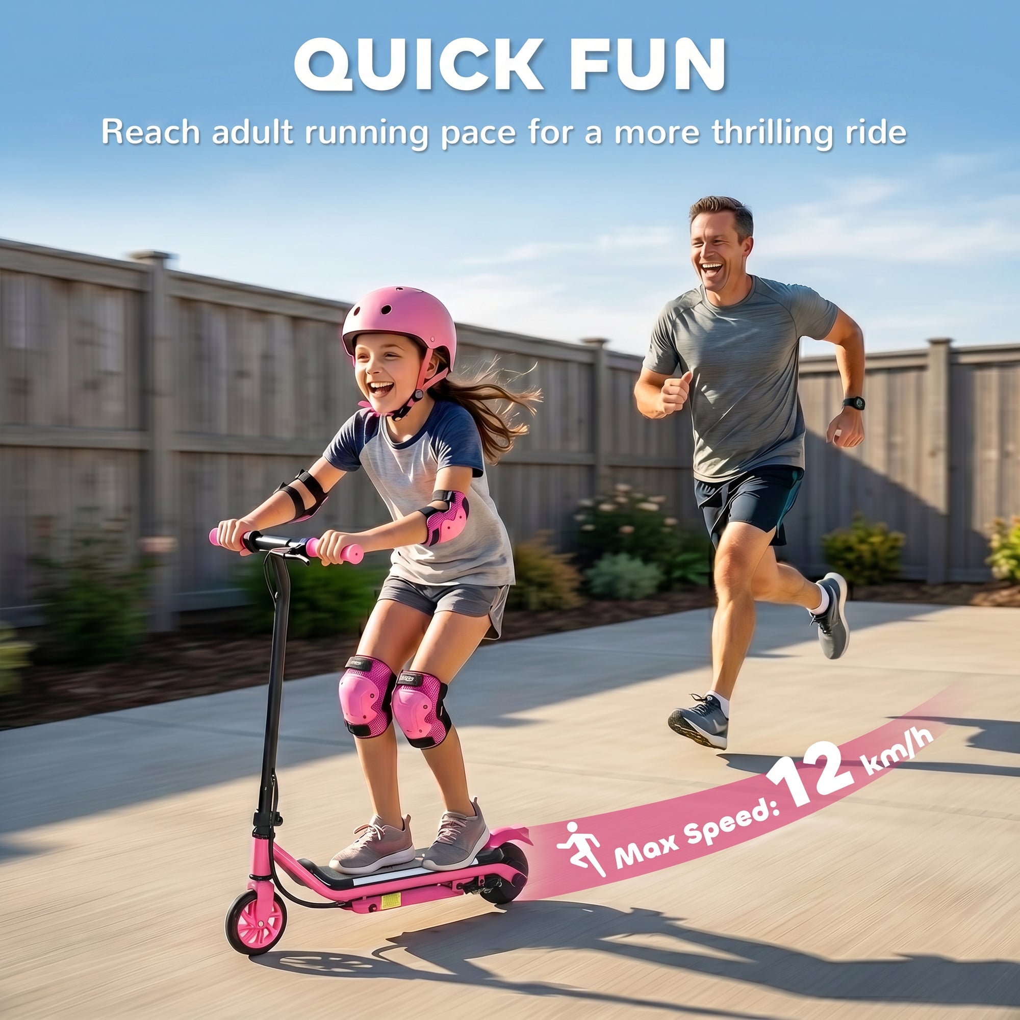 AIYAPLAY Electric Scooter for Kids Ages 6-14, with Dual Brakes, Flash Wheel and Colourful Light, Kids Electric Scooter E Scooter, Up to 12 KM/H & 10 KM, Pink