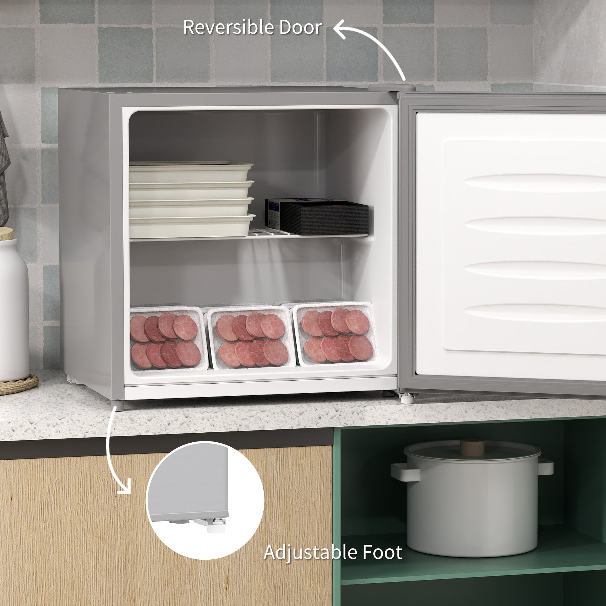 HOMCOM 35L Mini Freezer, -24℃ to -14℃ Temperature - Grey - North Peak Garden Furniture