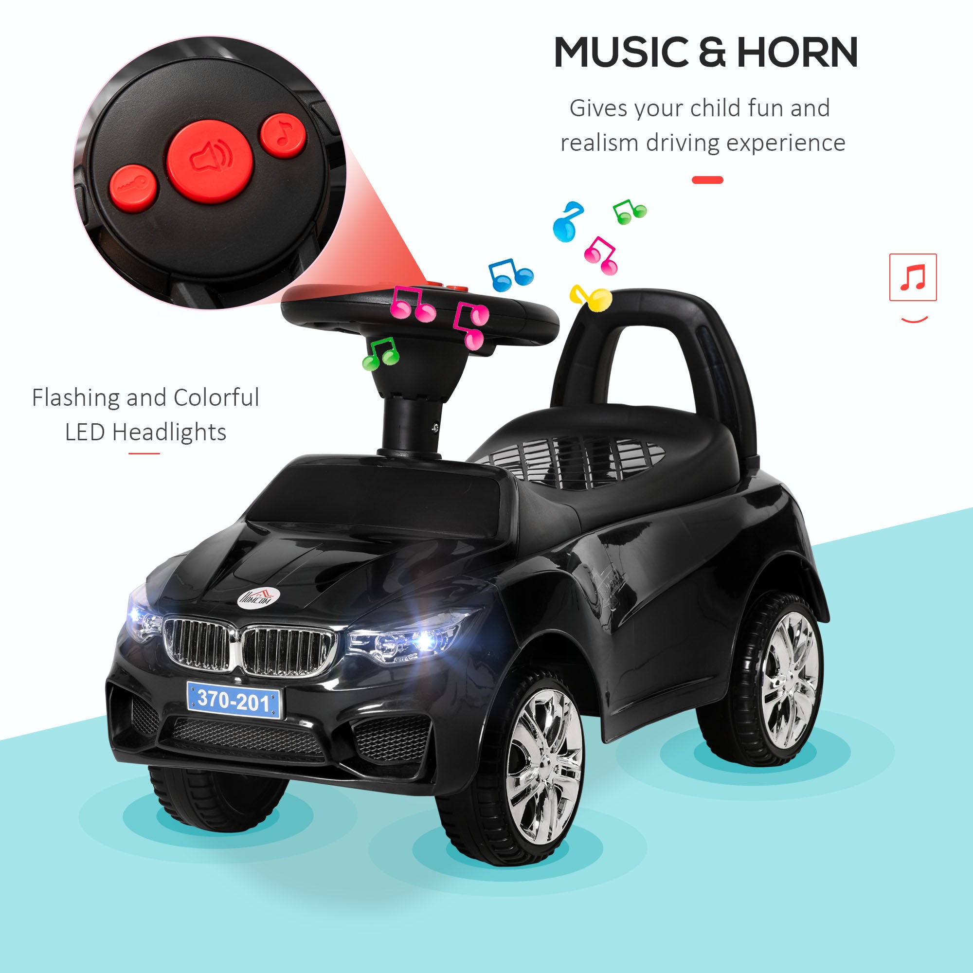 HOMCOM Ride on Car Baby Toddler Walker Foot to Floor Sliding Car Slider Black - North Peak Garden Furniture