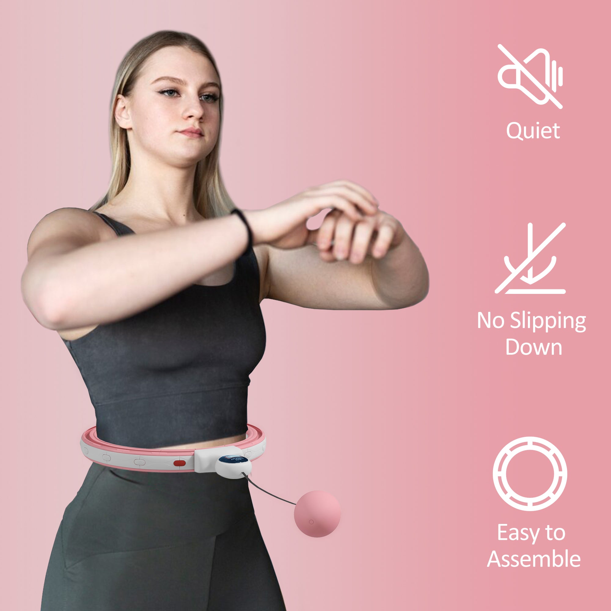 SPORTNOW Smart Weighted Hula Hoop, Massage Hula Ring with 16 Detachable Knots, 360° Auto-Rotating Ball and Digital Counter - North Peak Garden Furniture