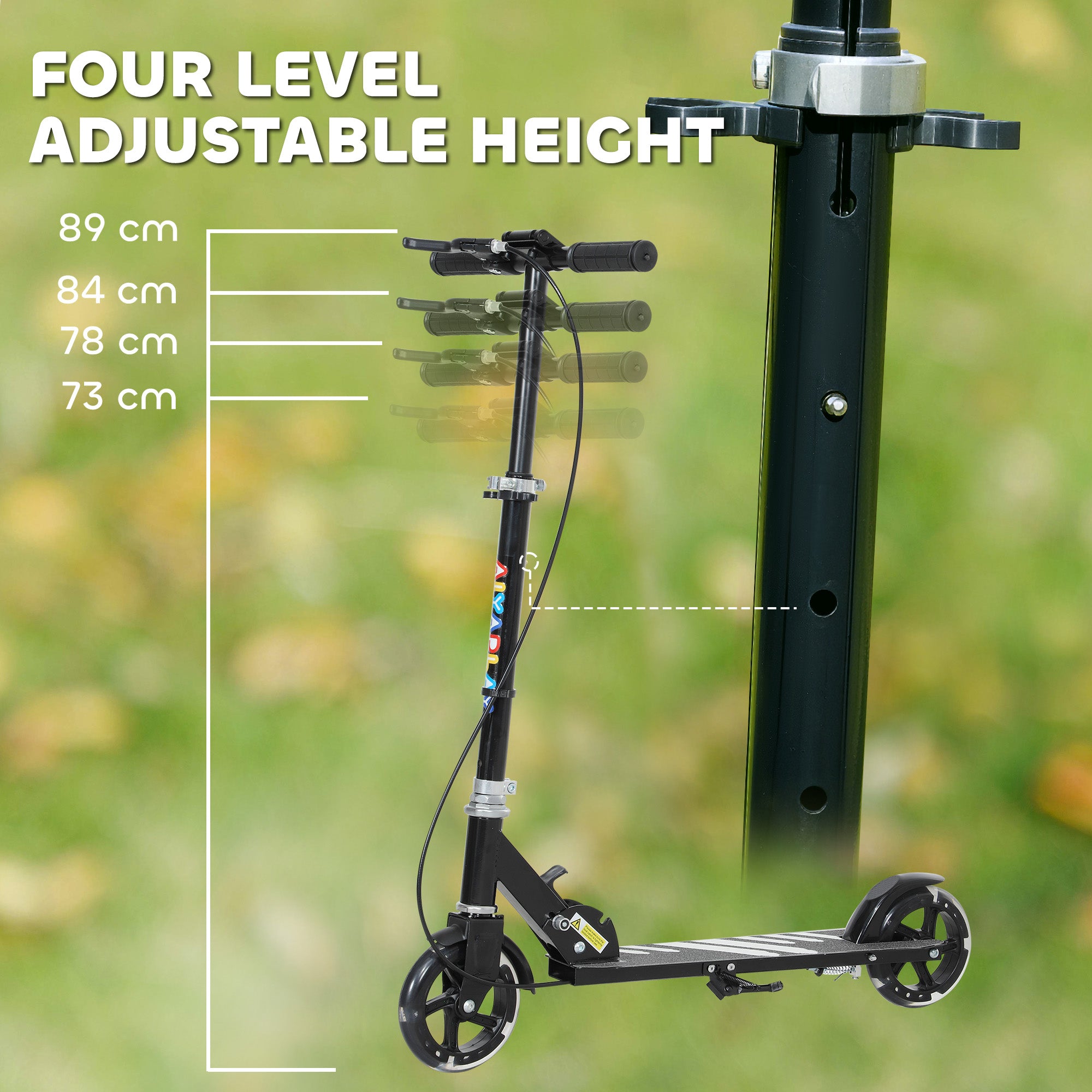 AIYAPLAY Scooter for Kids Ages 3-8 with Adjustable Handle, 2 Light up Wheels, Handbrake & Rear Brake for Girls and Boys, Black - North Peak Garden Furniture